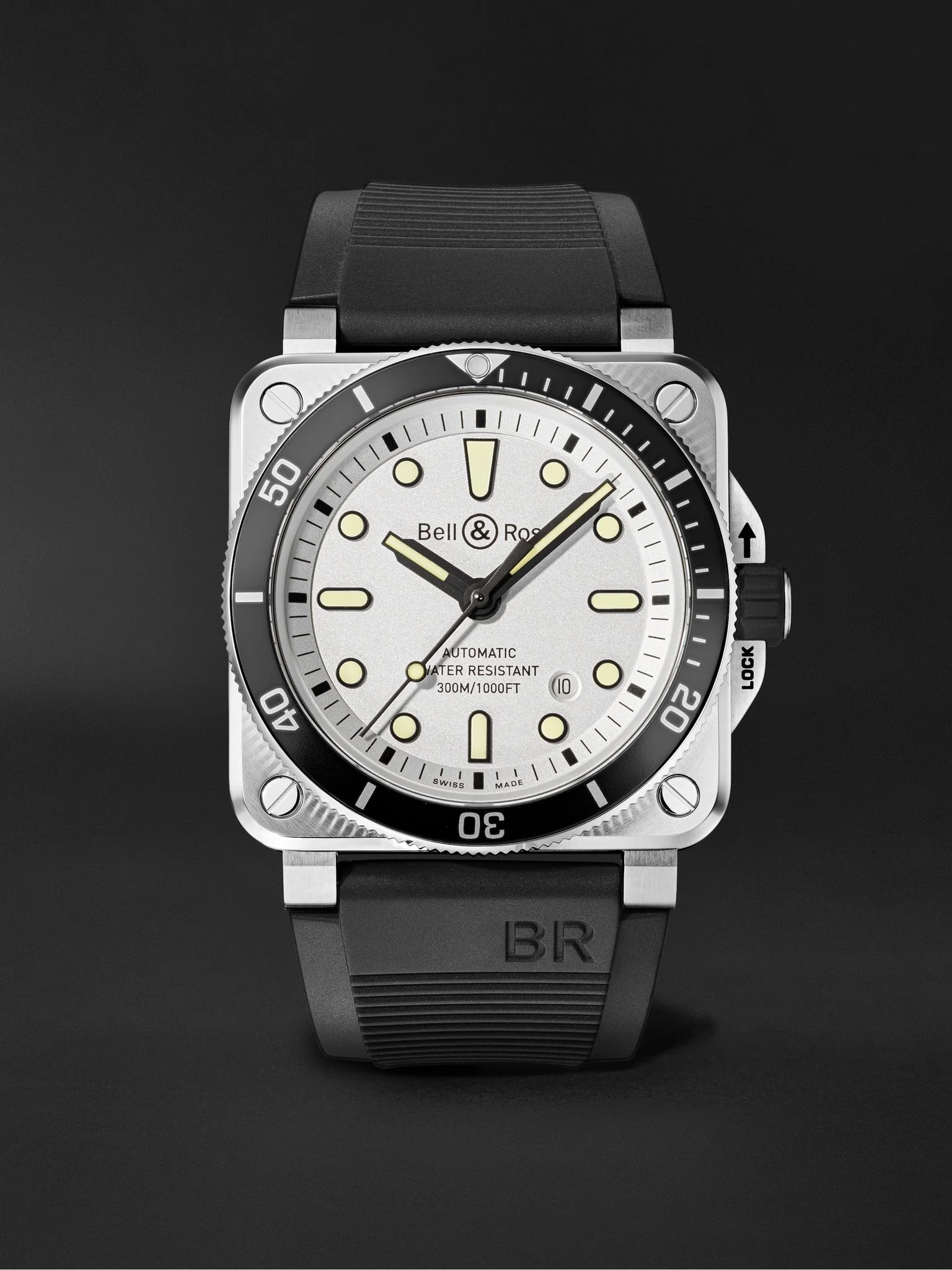 BR 03-92 Diver Automatic Stainless Steel Watch, Ref. BR0392-D-WH-ST/SRB White - 1