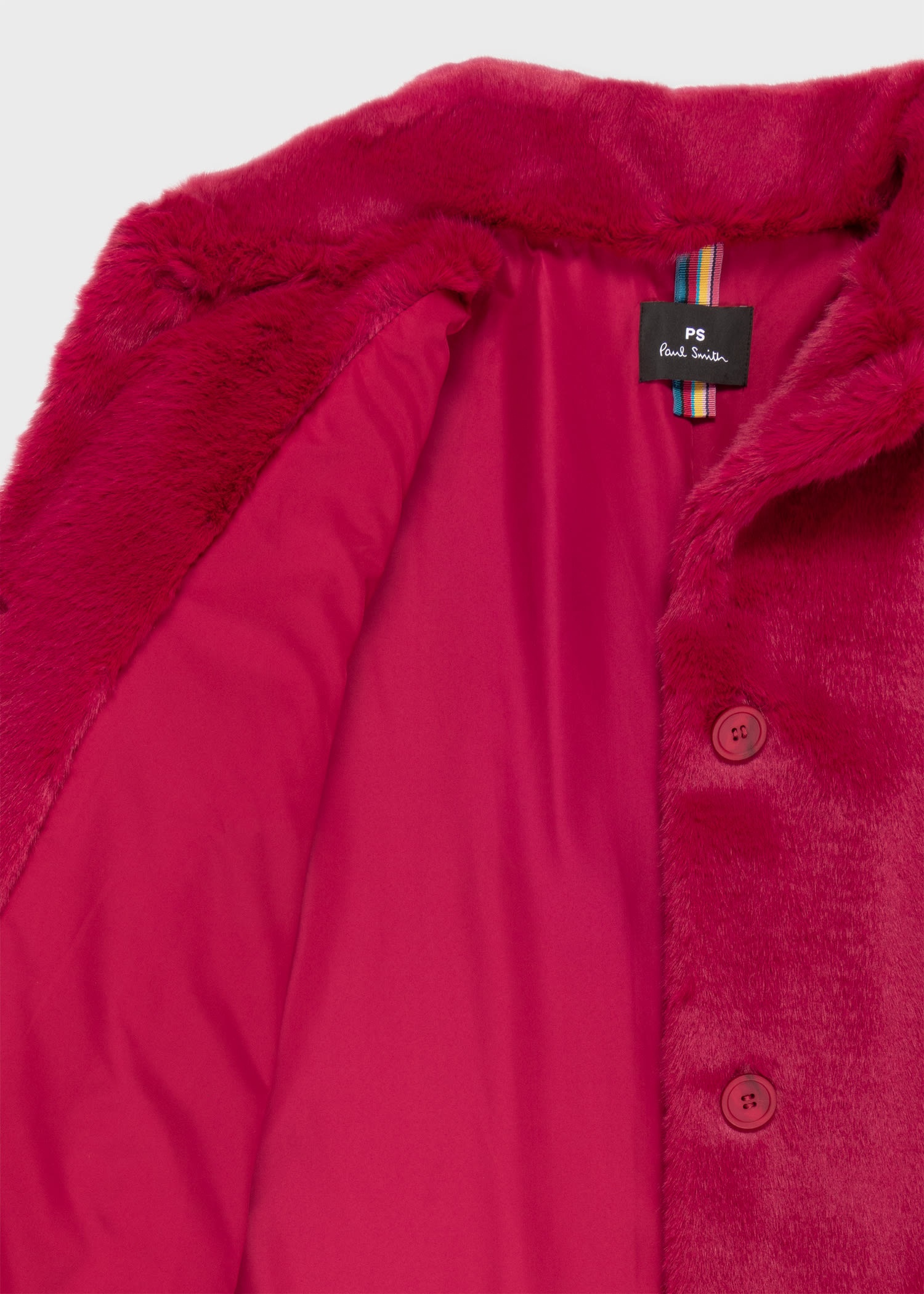 Raspberry Faux Fur Coat - 4