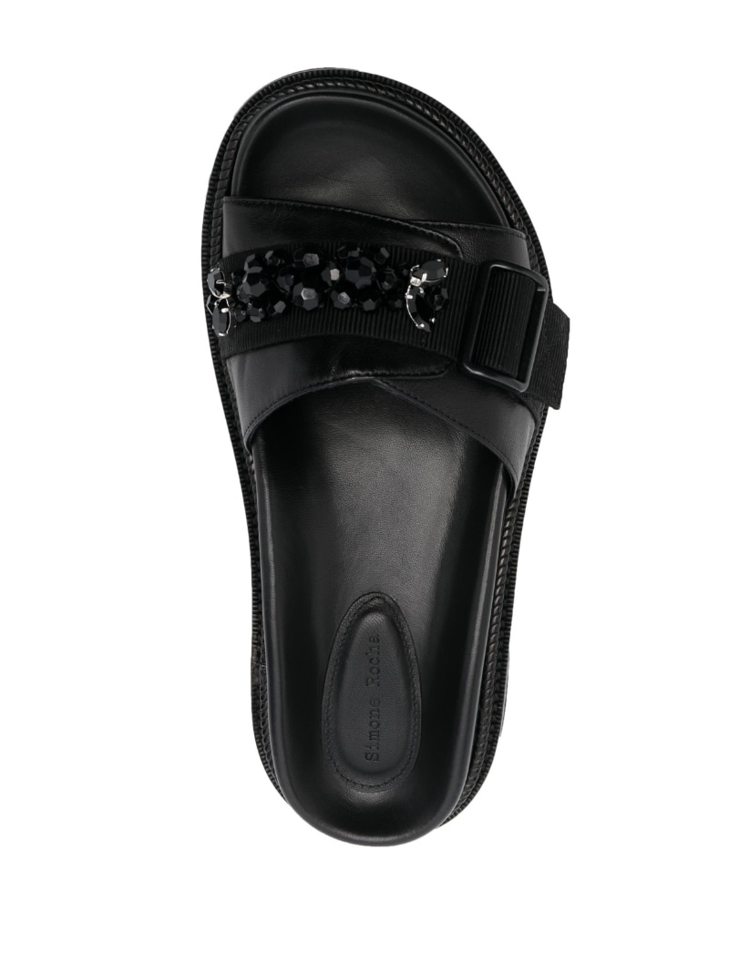 open-toe leather mules - 4
