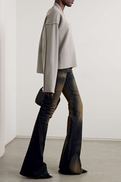 Rick Owens Distressed high-rise flared jeans outlook