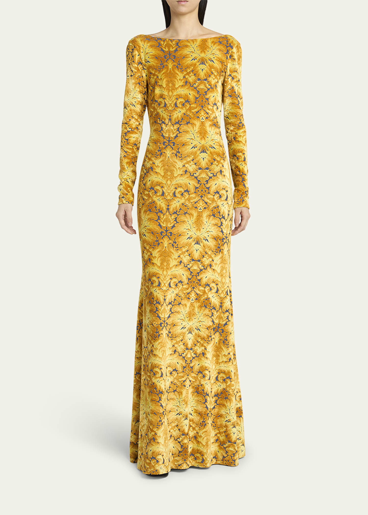 Long-Sleeve Open-Back Maxi Dress - 2