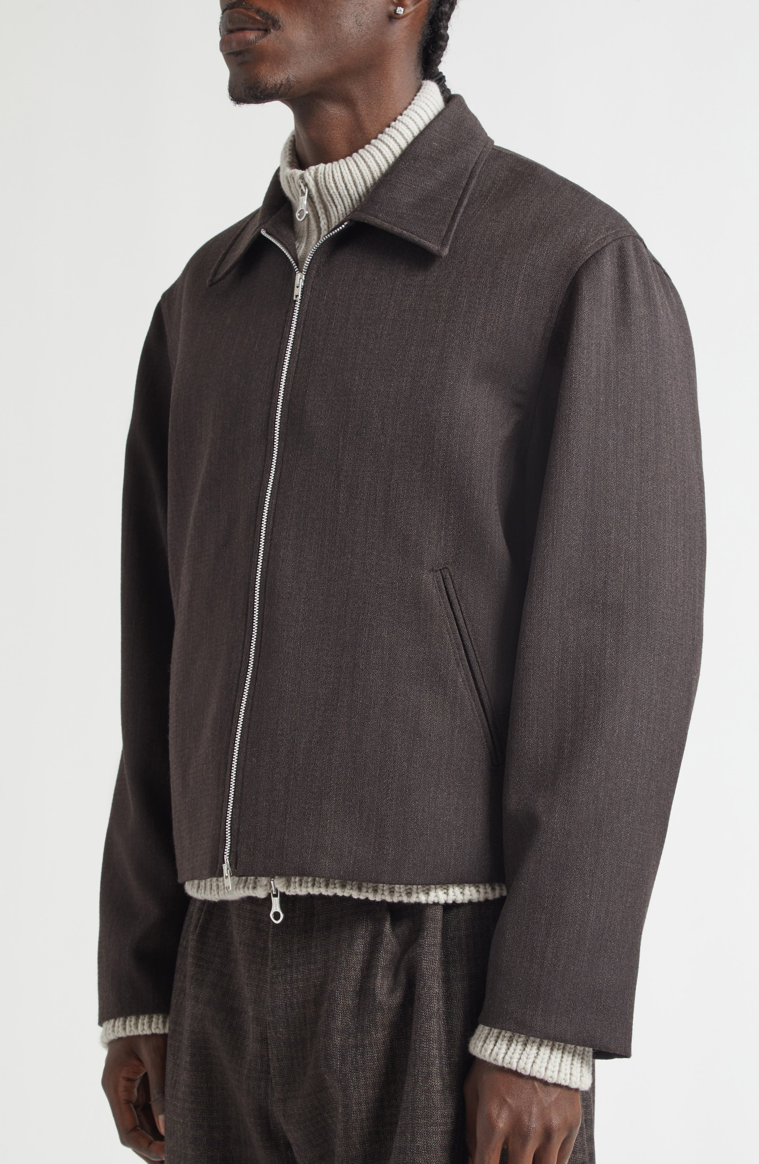 OUR LEGACY Mini Virgin Wool Jacket in Havana Brown Chain Wool at Nordstrom - 5