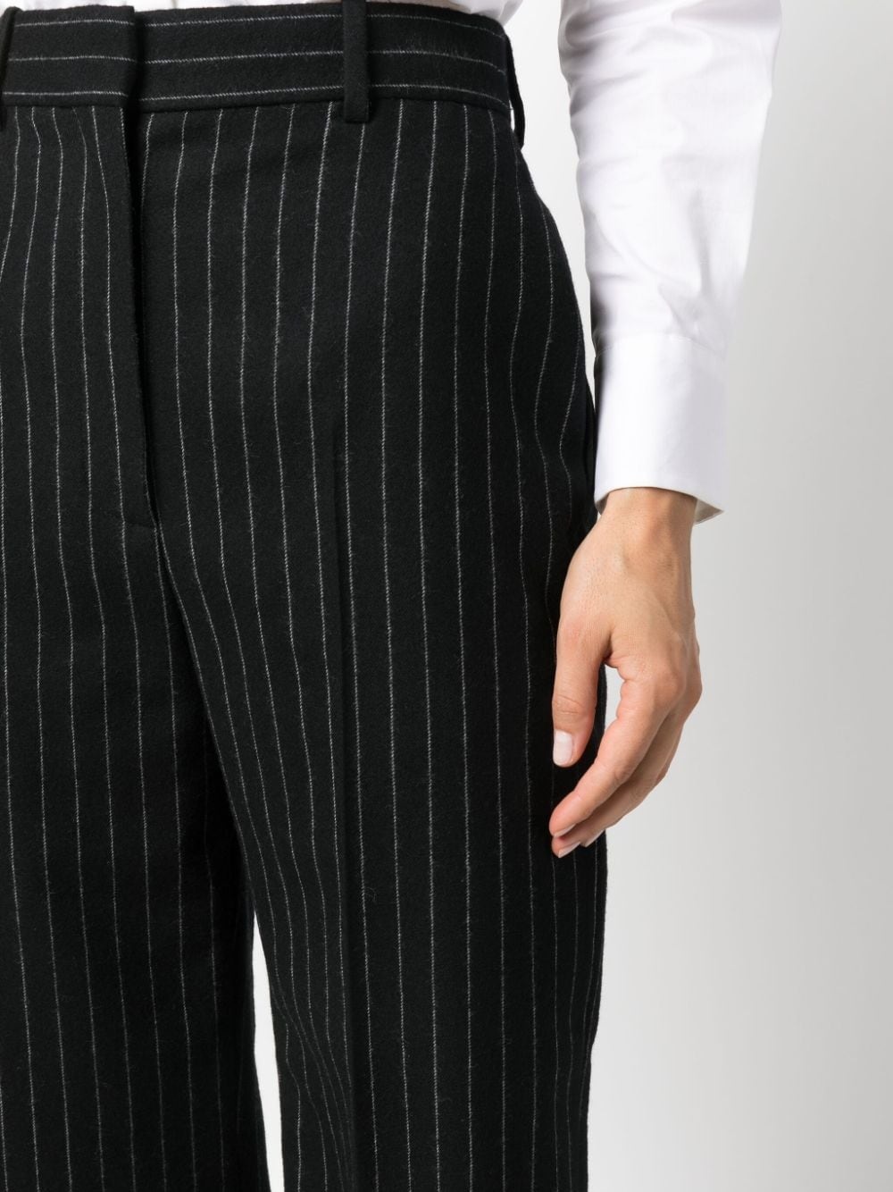 chalk stripe wool trousers - 5