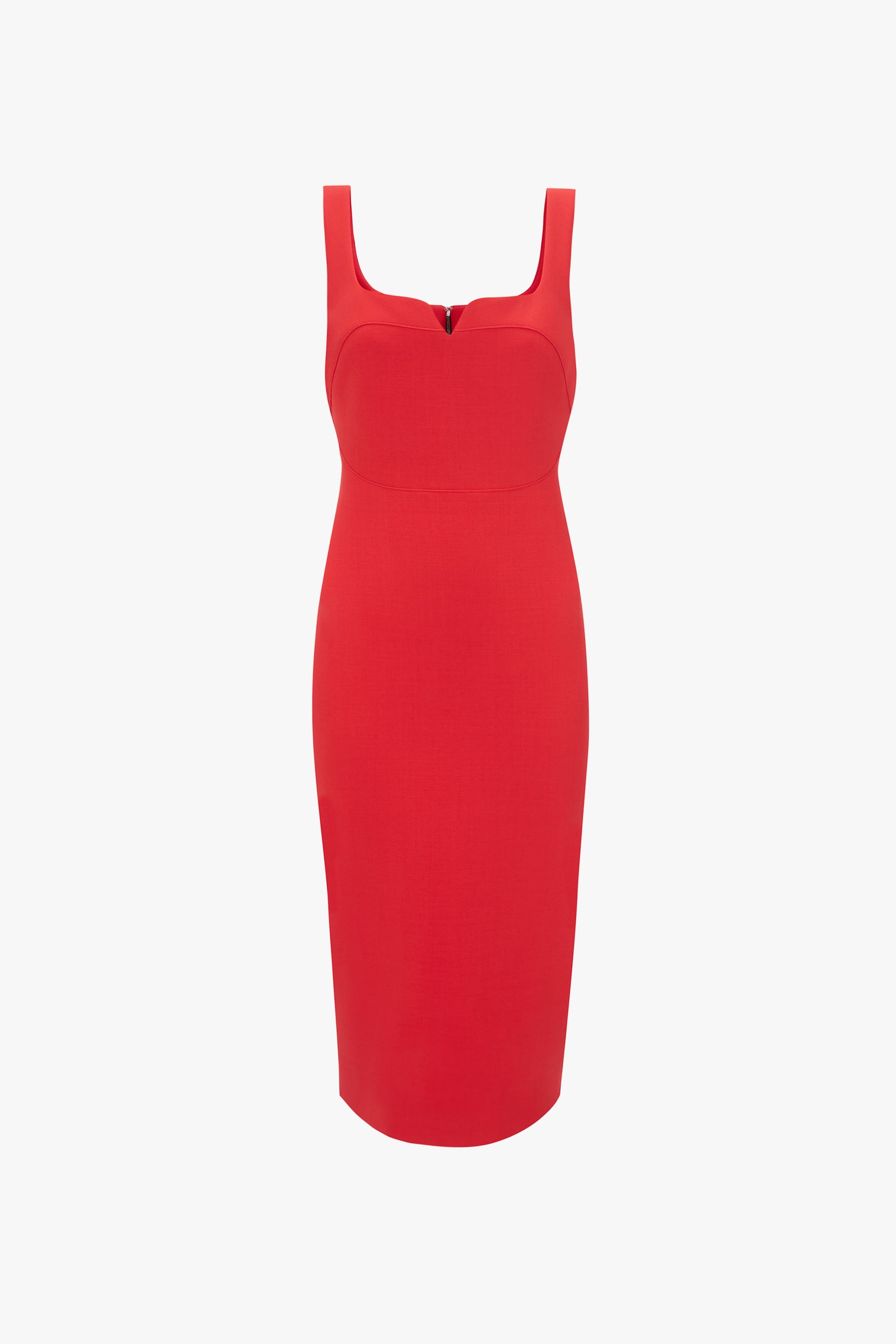 Sleeveless Fitted T-Shirt Dress In Bright Red - 1