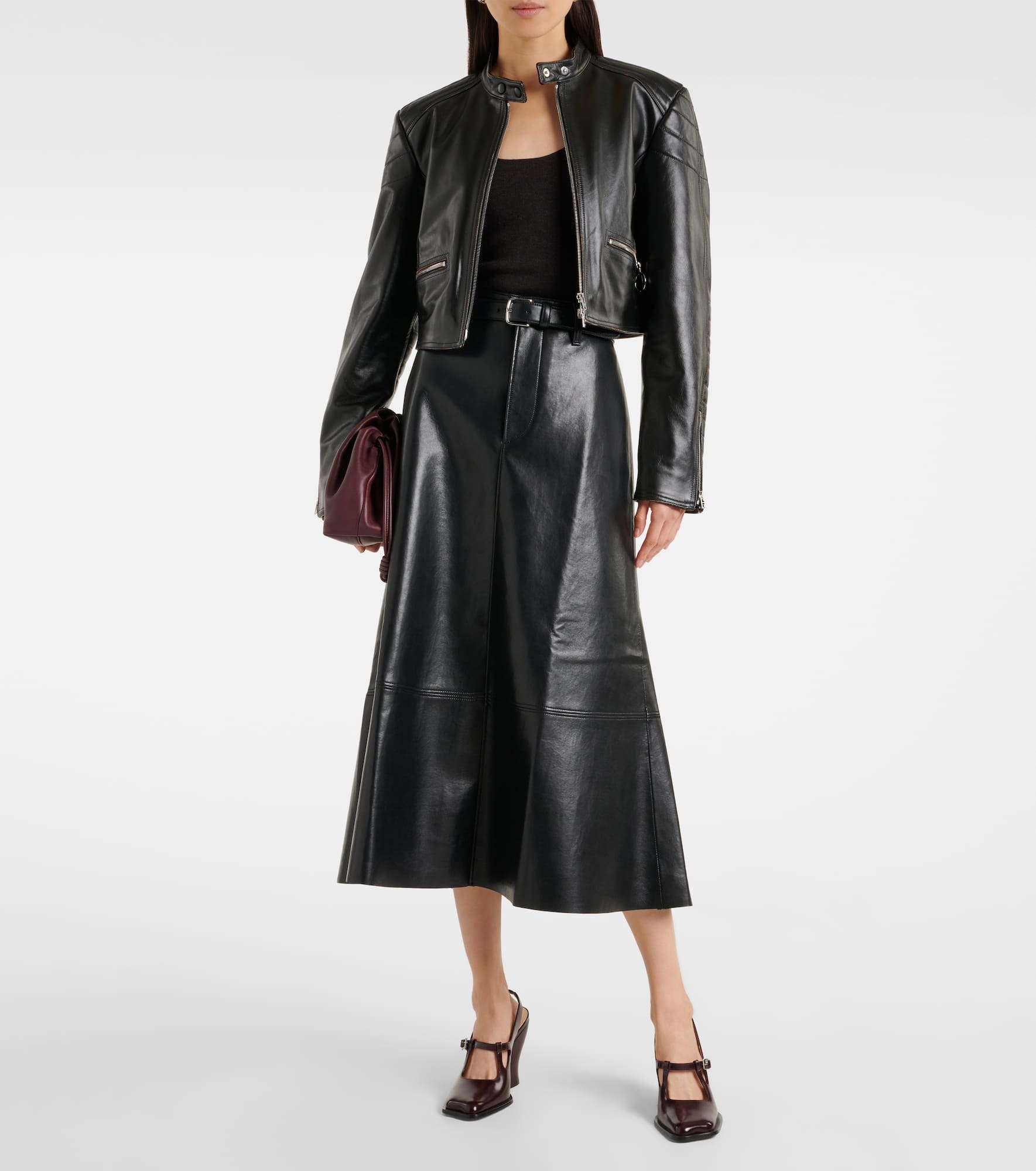 Cassia faux leather midi skirt - 2