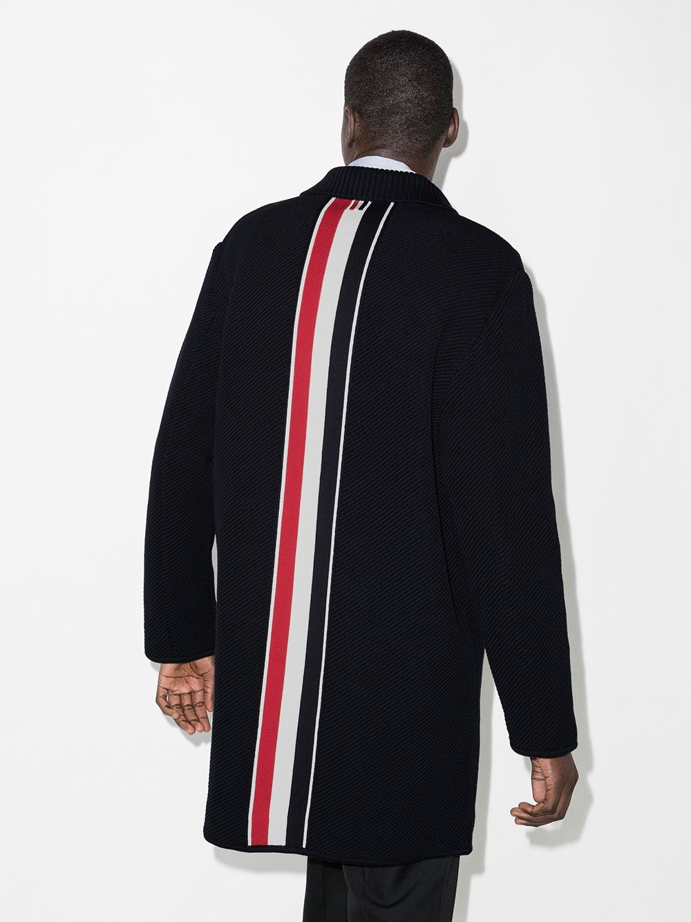 RWB stripe single-breasted coat - 3