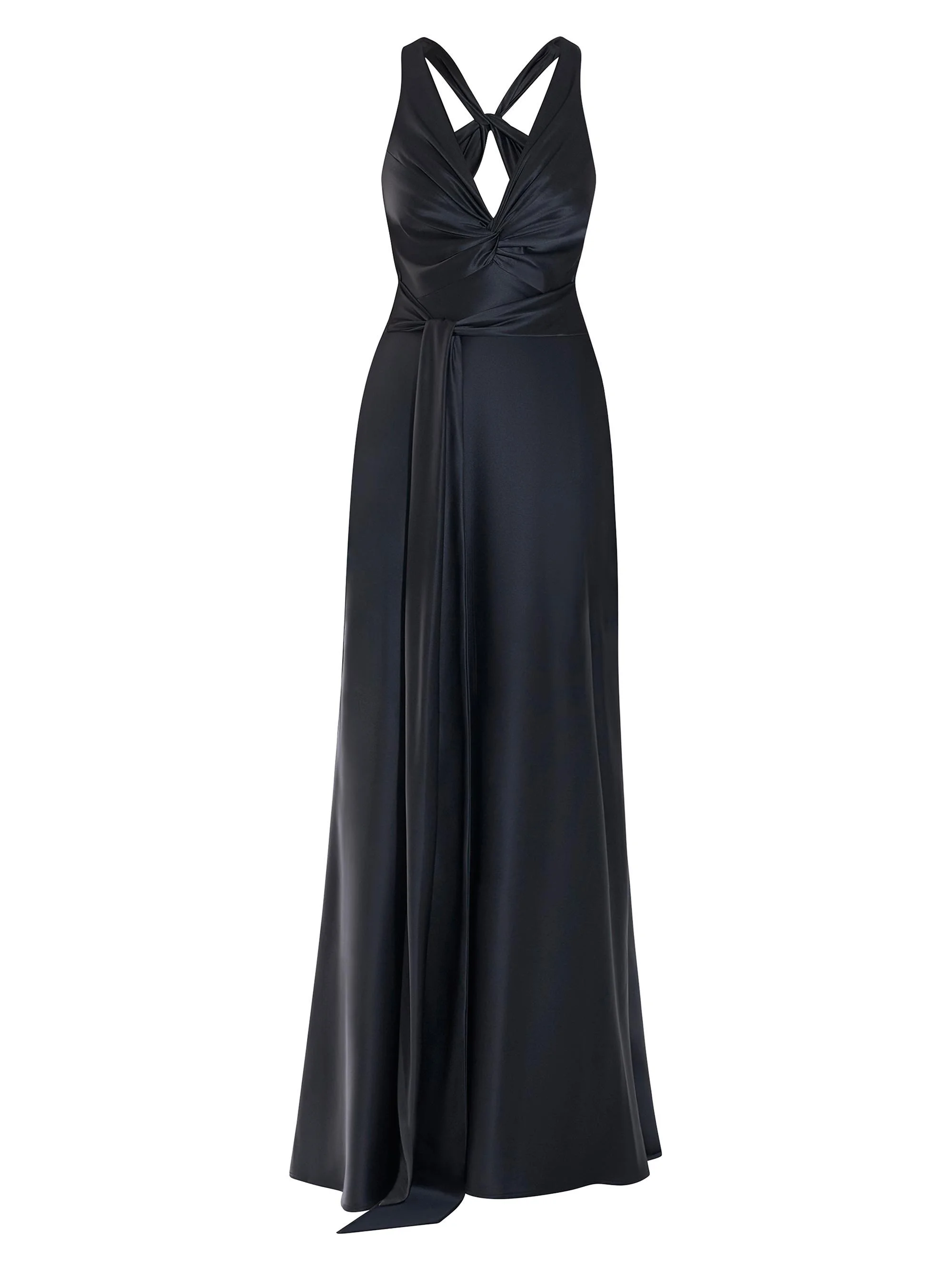 Women's Halterneck A-Line Gown - Black - 1