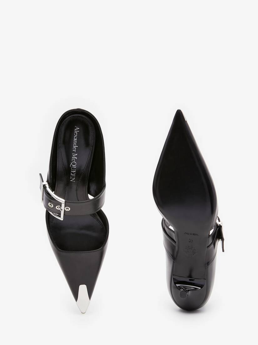 サンダル・ミュール Alexander Mcqueen Punk Buckle Mule in Silve Alexander McQueen Punk Buckle Mule in Black/silver | REVERSIBLE