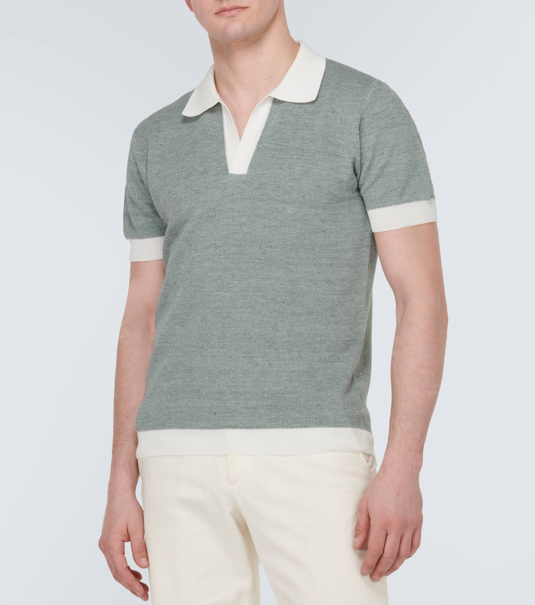 Cotton and linen polo shirt - 3