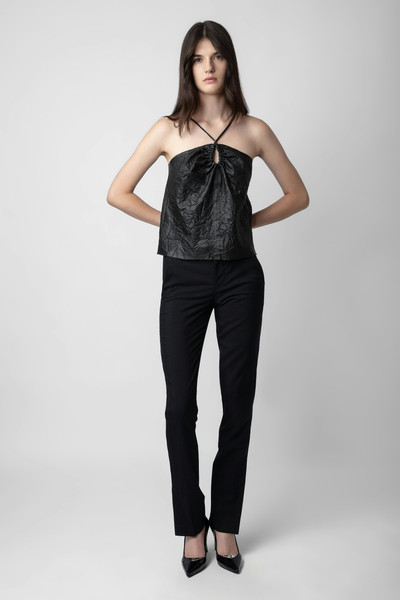 Zadig & Voltaire Cidonie Crinkled Leather Top outlook