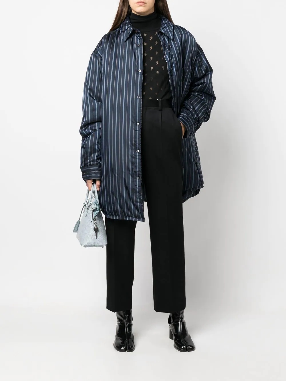 padded stripe-print coat - 3