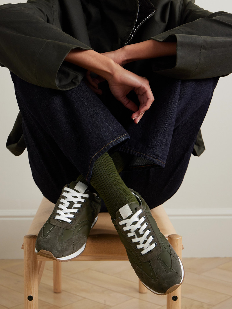 TOTEME The Sport Suede And Twill Sneakers outlook