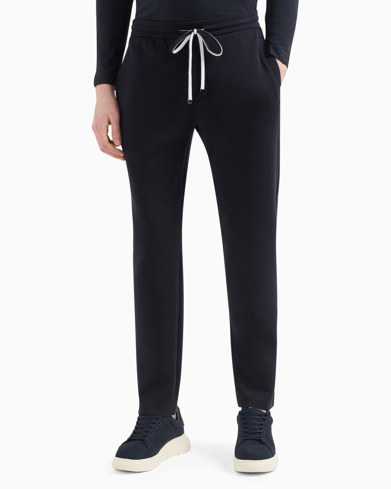 EMPORIO ARMANI Double-jersey joggers with eagle logo patch outlook