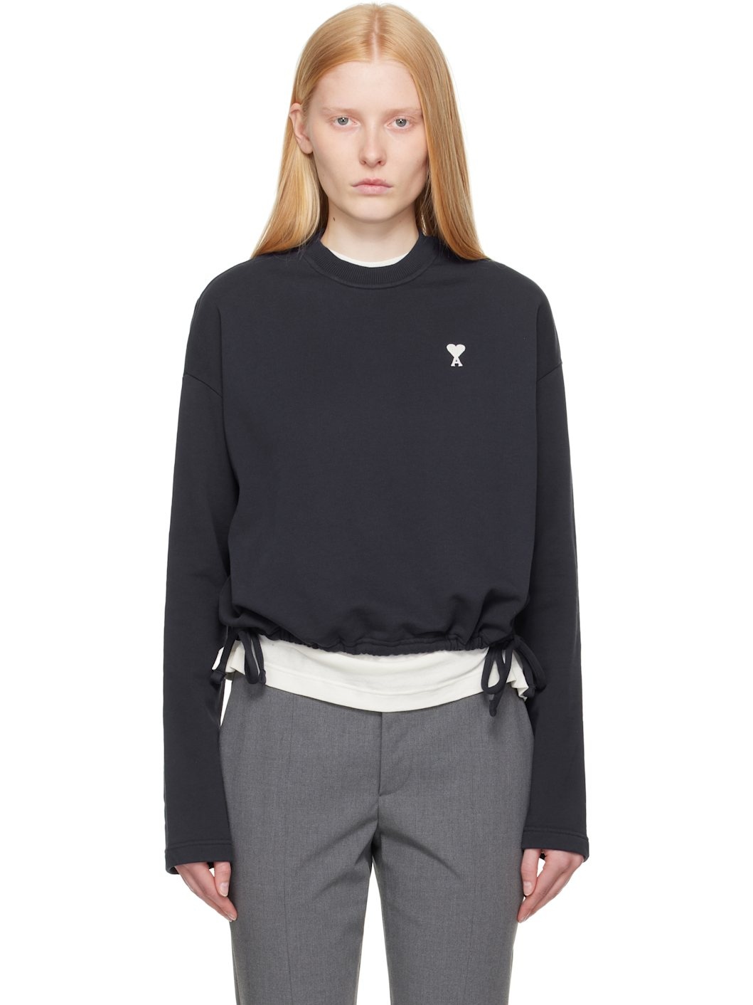Navy Cotton Ami de Coeur Sweatshirt - 1