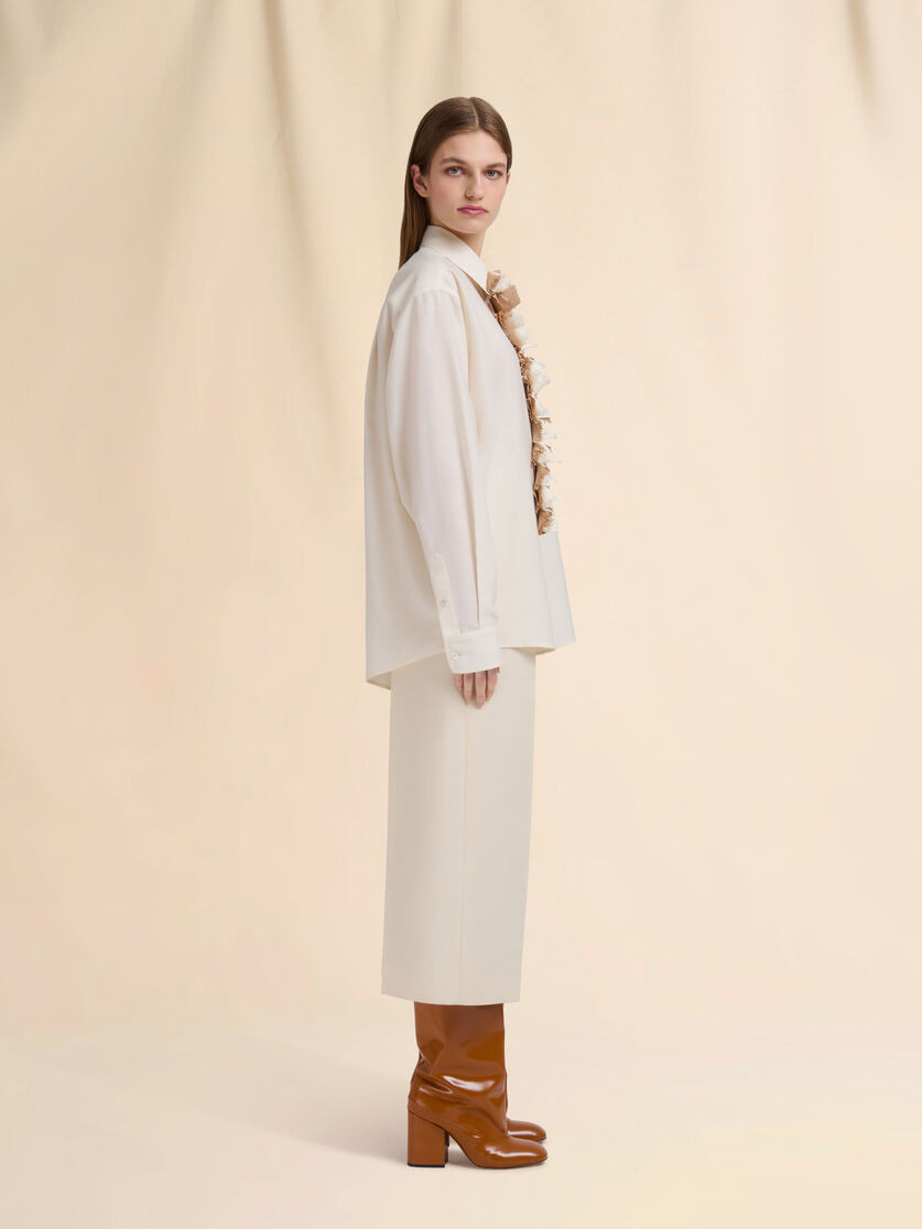 CREAM TWILL SHIRT WITH DETACHABLE PLASTRON - 5