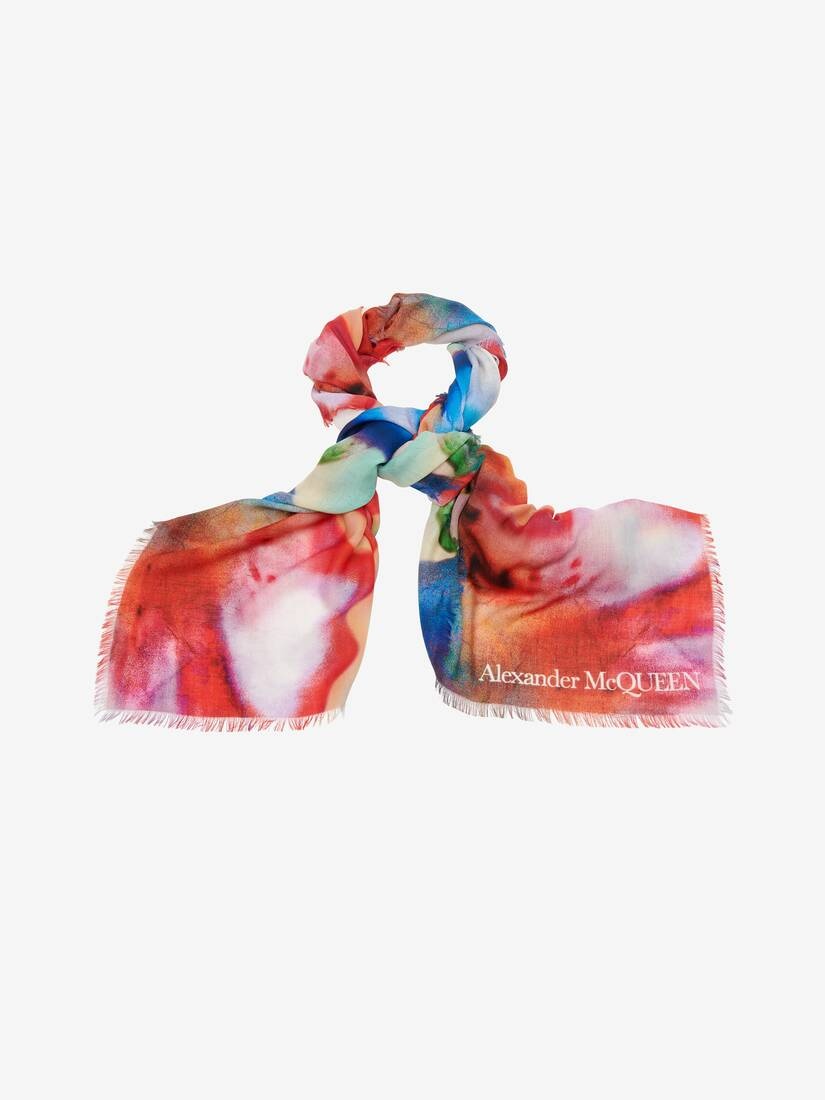 Women's Solarised Shawl in Ivory/red - 2