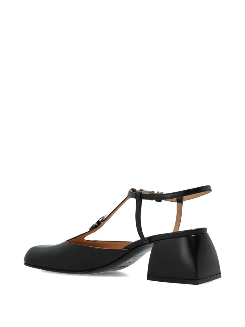 square-toe buckle leather pumps 4