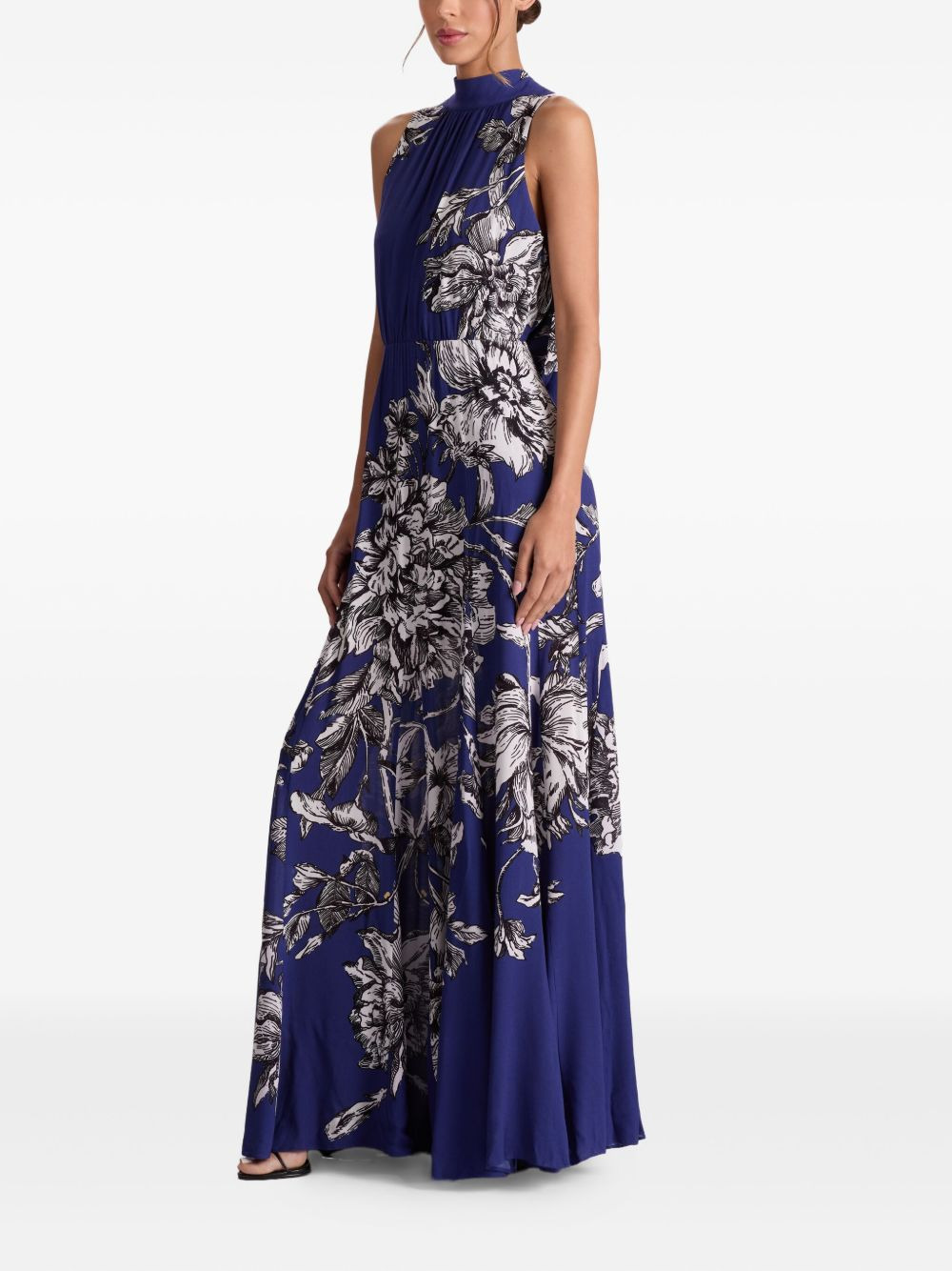 cowl-neck floral maxi day dress - 3