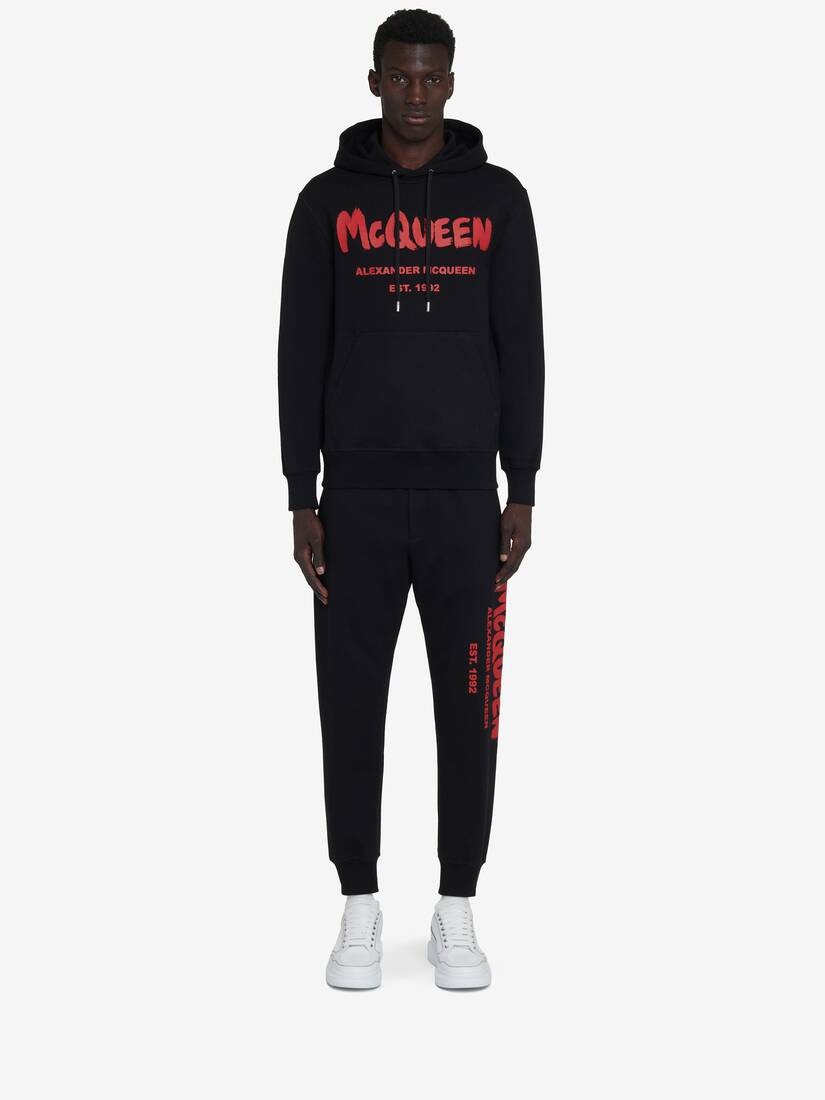 Men's McQueen Graffiti Hooded Sweatshirt in Black - 3