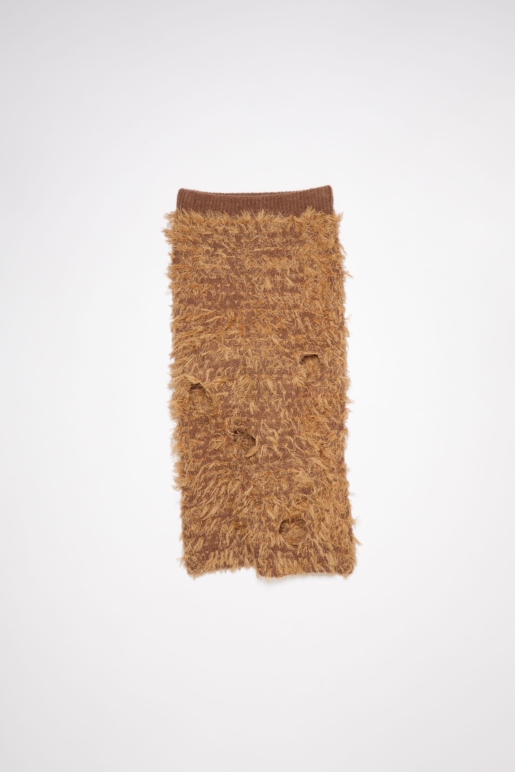 Wool blend cut-out skirt - Camel brown - 1