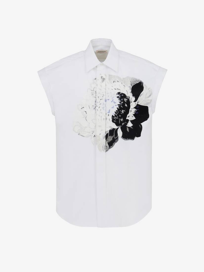 Men's Dutch Flower Sleeveless Shirt in Optic White - 1