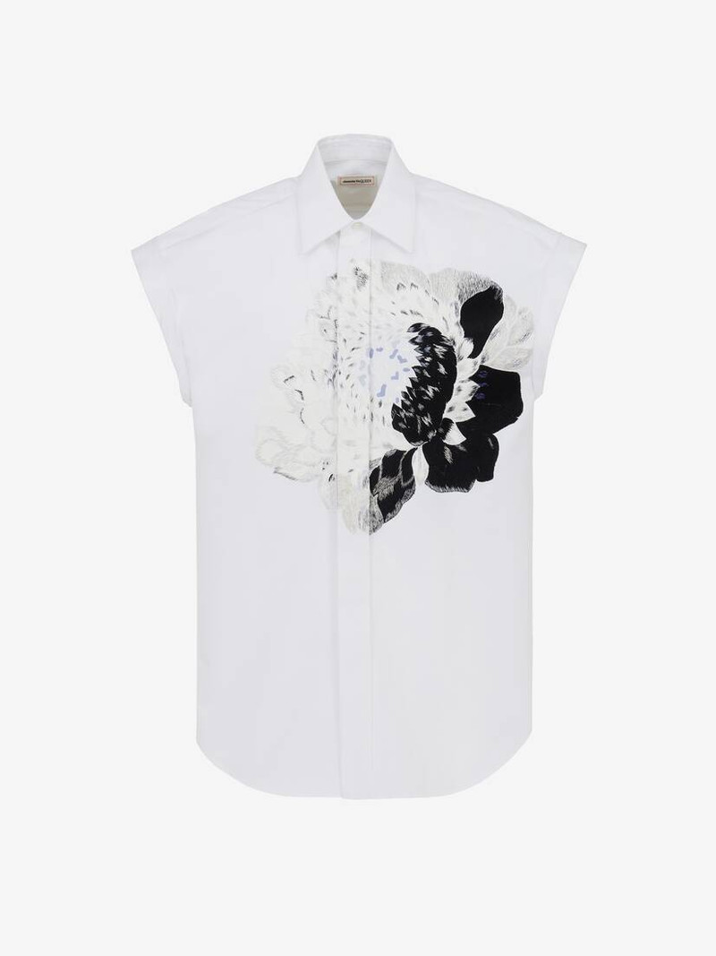 Men's Dutch Flower Sleeveless Shirt in Optic White 1