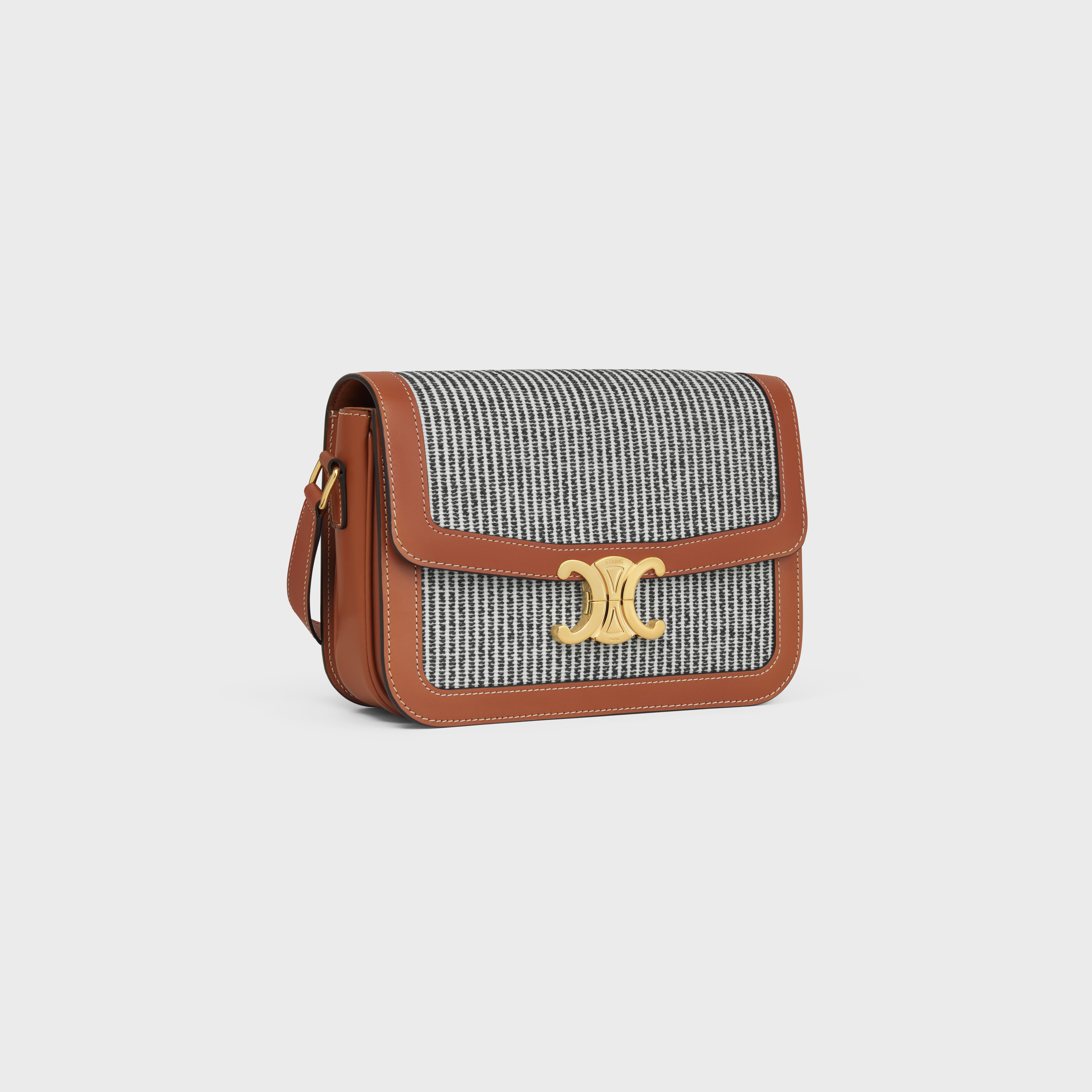 Classique Triomphe Bag in STRIPED TEXTILE AND CALFSKIN - 2