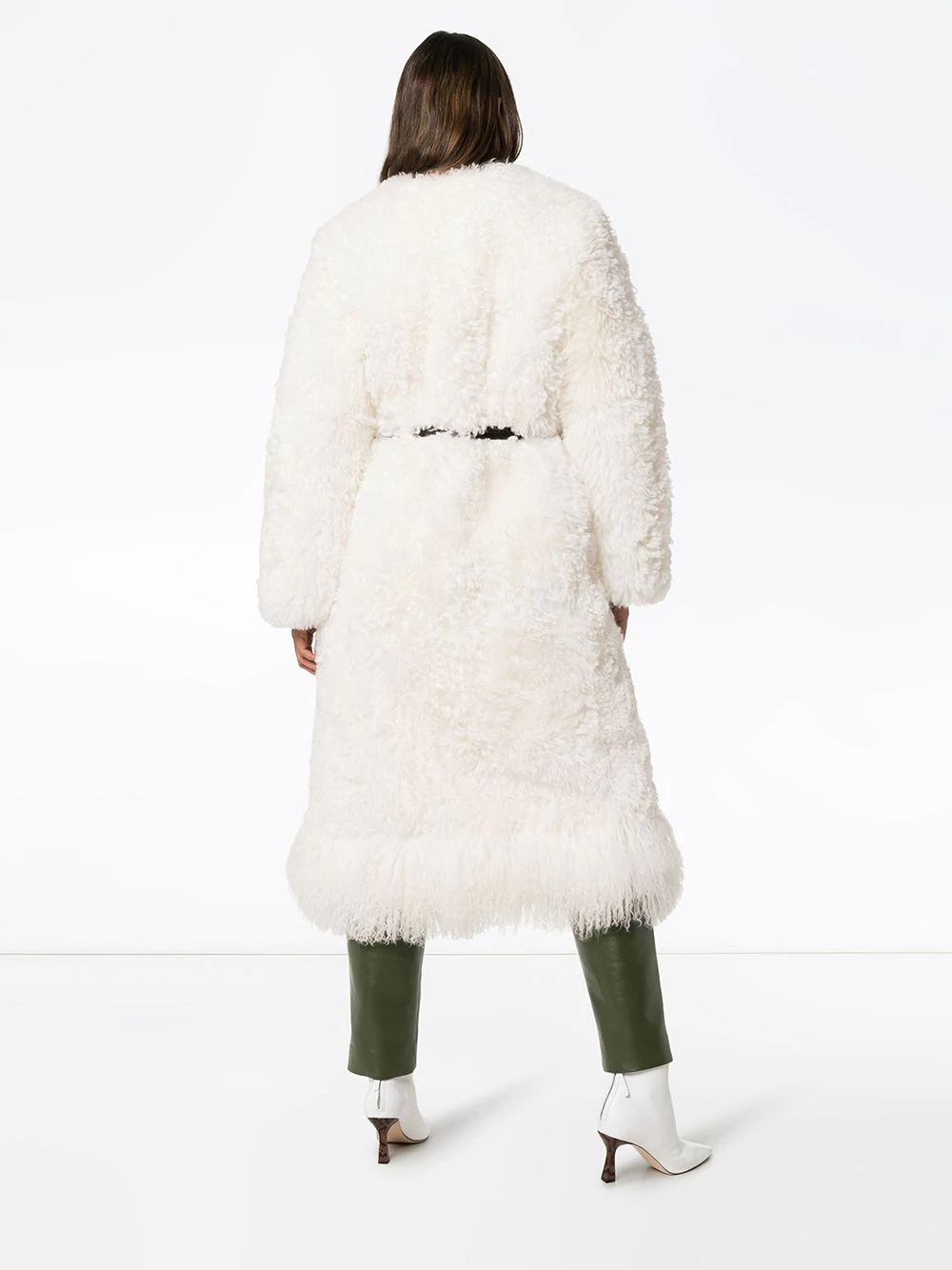 shearling belted coat - 4