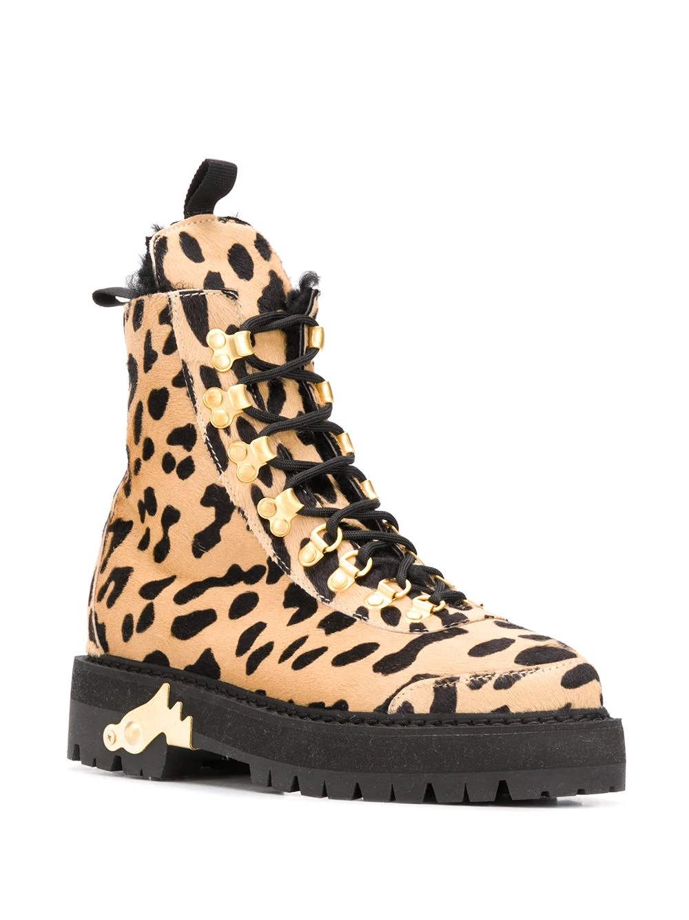 cheetah-print combat boots - 2