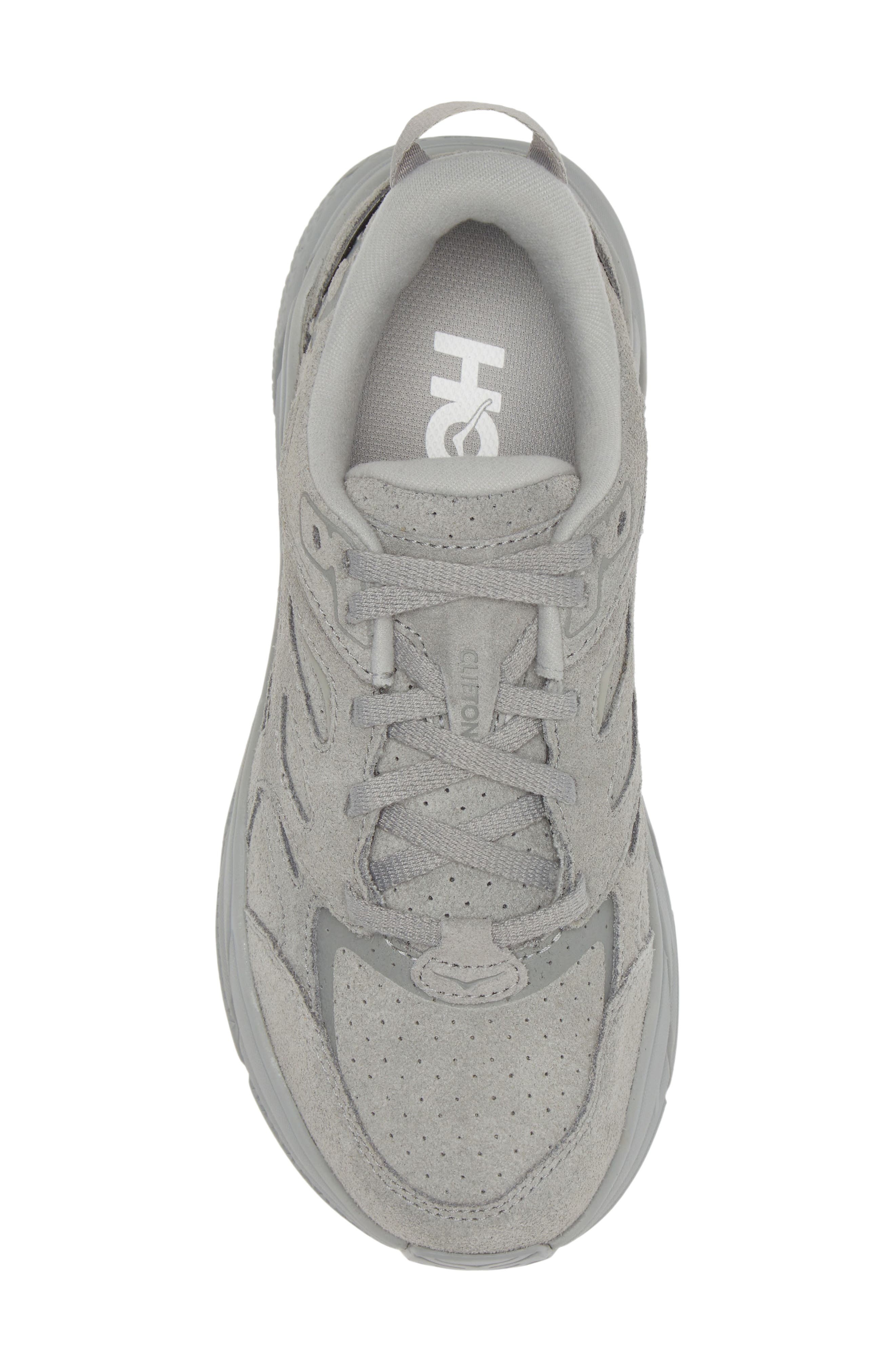 HOKA Gender Inclusive Clifton L Suede Sneaker in Limestone /Limestone at Nordstrom - 5
