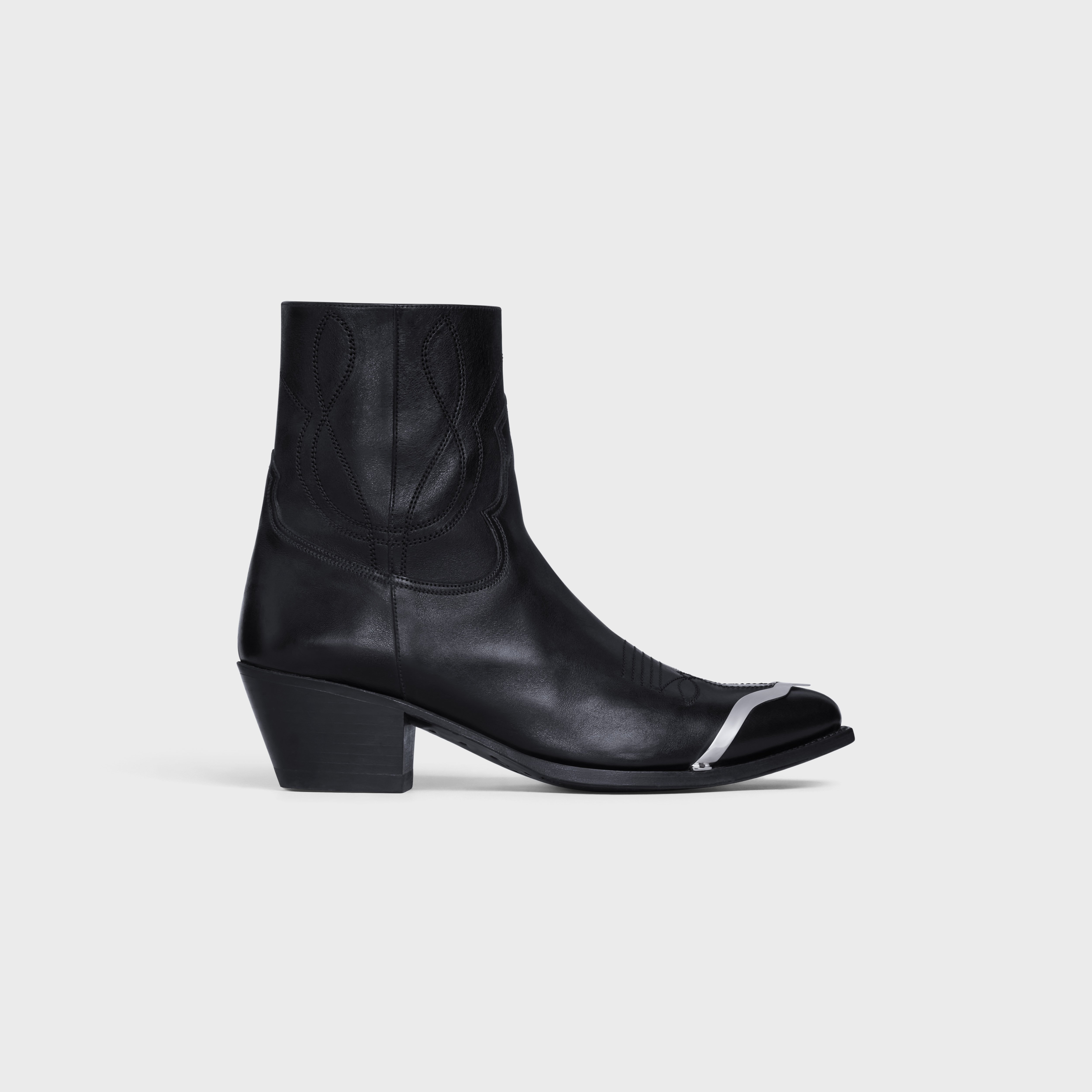 CELINE WESTERN ZIPPED BOOTS WITH METAL CAP TOE in Calfskin - 1