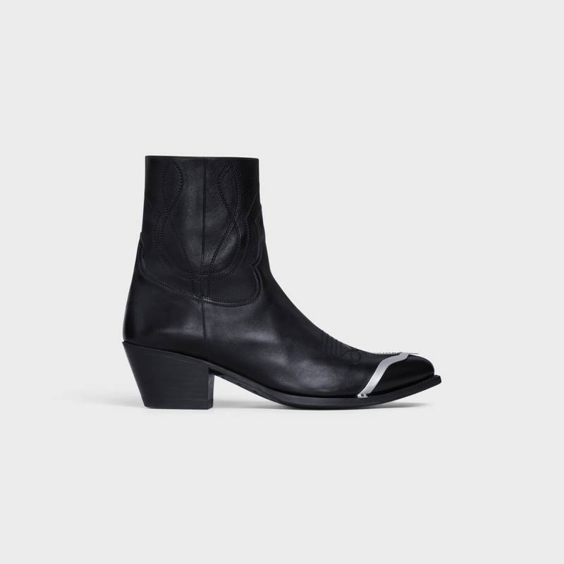 CELINE WESTERN ZIPPED BOOTS WITH METAL CAP TOE in Calfskin 1