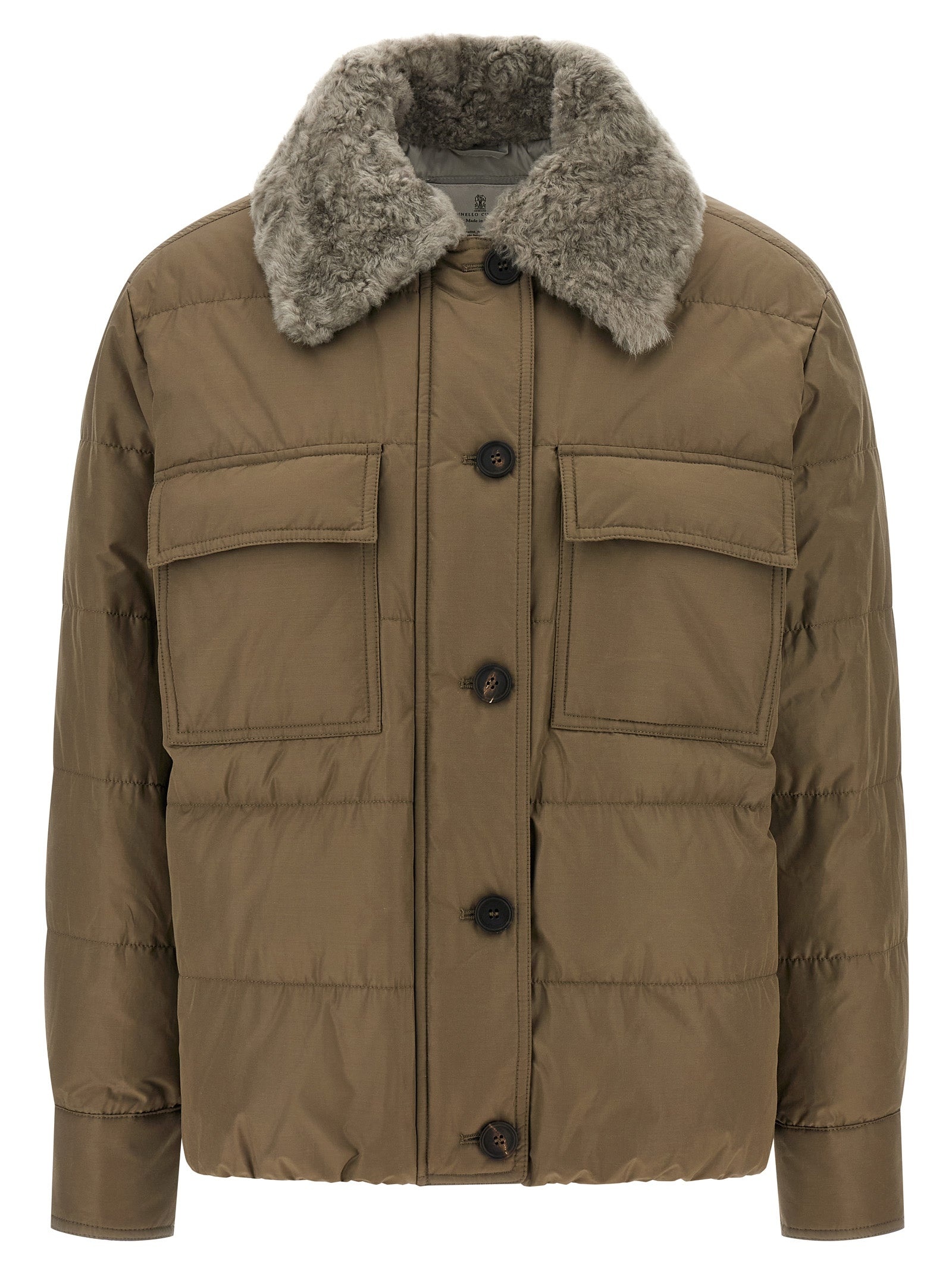 Monile Sherling Down Jacket Puffer Jackets Beige - 1