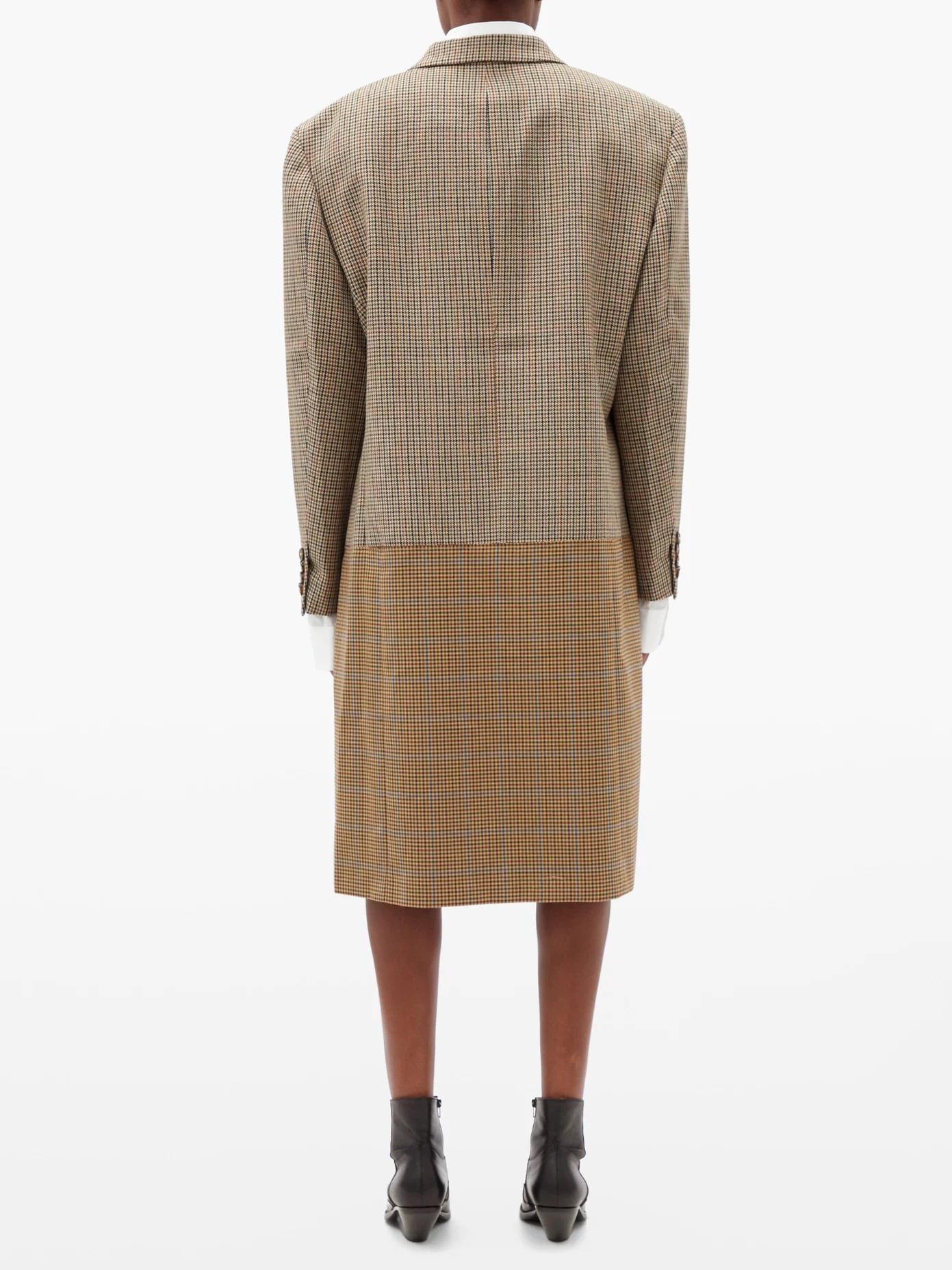 Two-tone houndstooth virgin-wool coat - 5