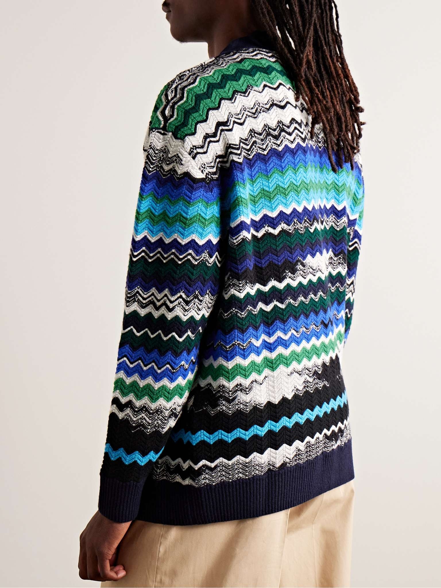 Striped Crocheted Wool-Blend Cardigan - 3