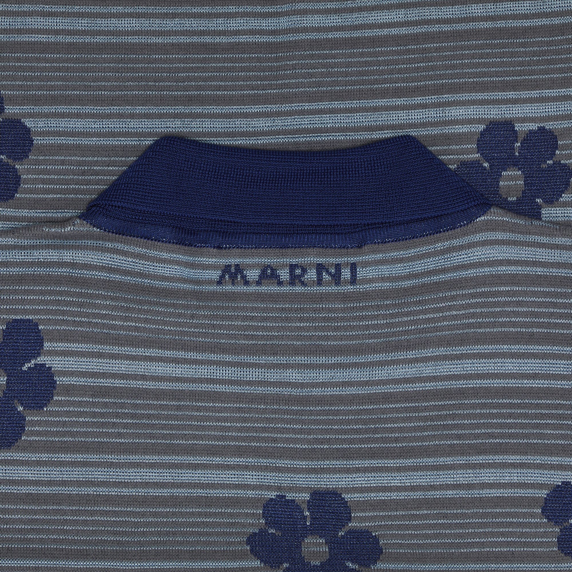 Marni Striped Flowers Long-Sleeve Polo Neck 'Mazarine Blue' - 3