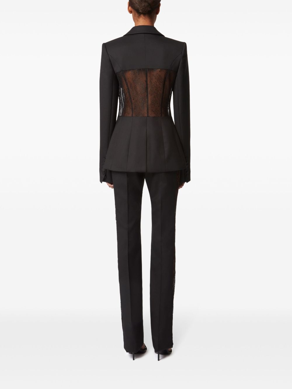 lace-panel blazer - 4