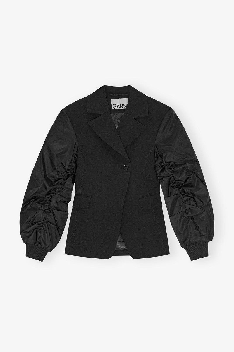 BLACK BONDED CREPE MIX JACKET 1