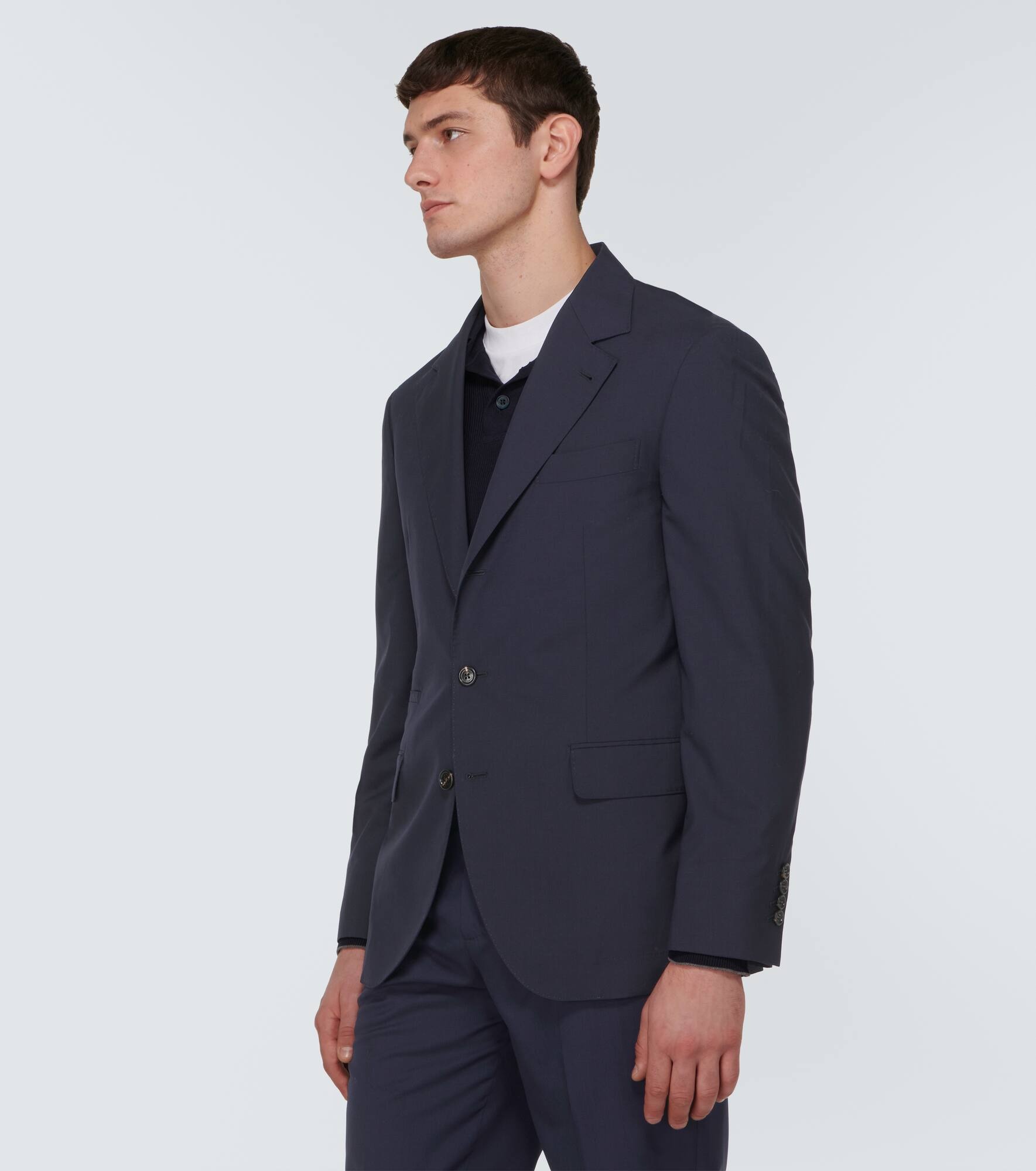 Single-breasted wool and silk suit - 4