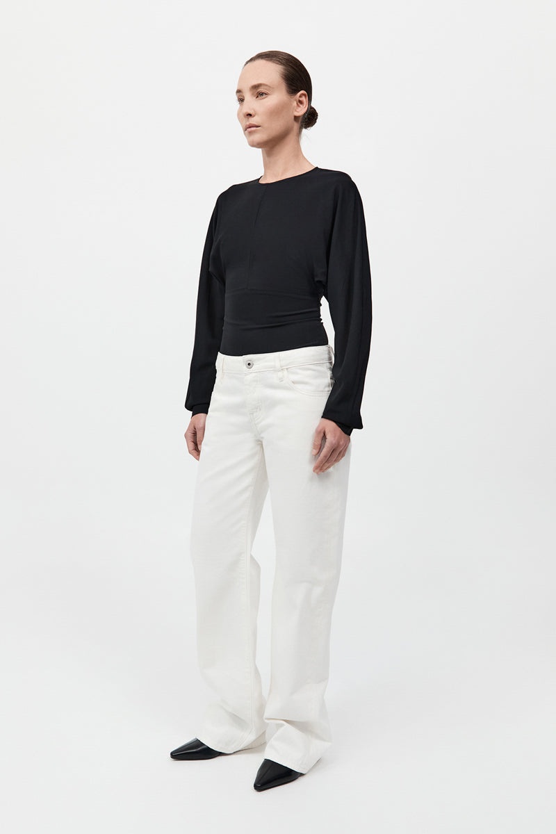 Dolman Sleeve Bodysuit - Black - 3