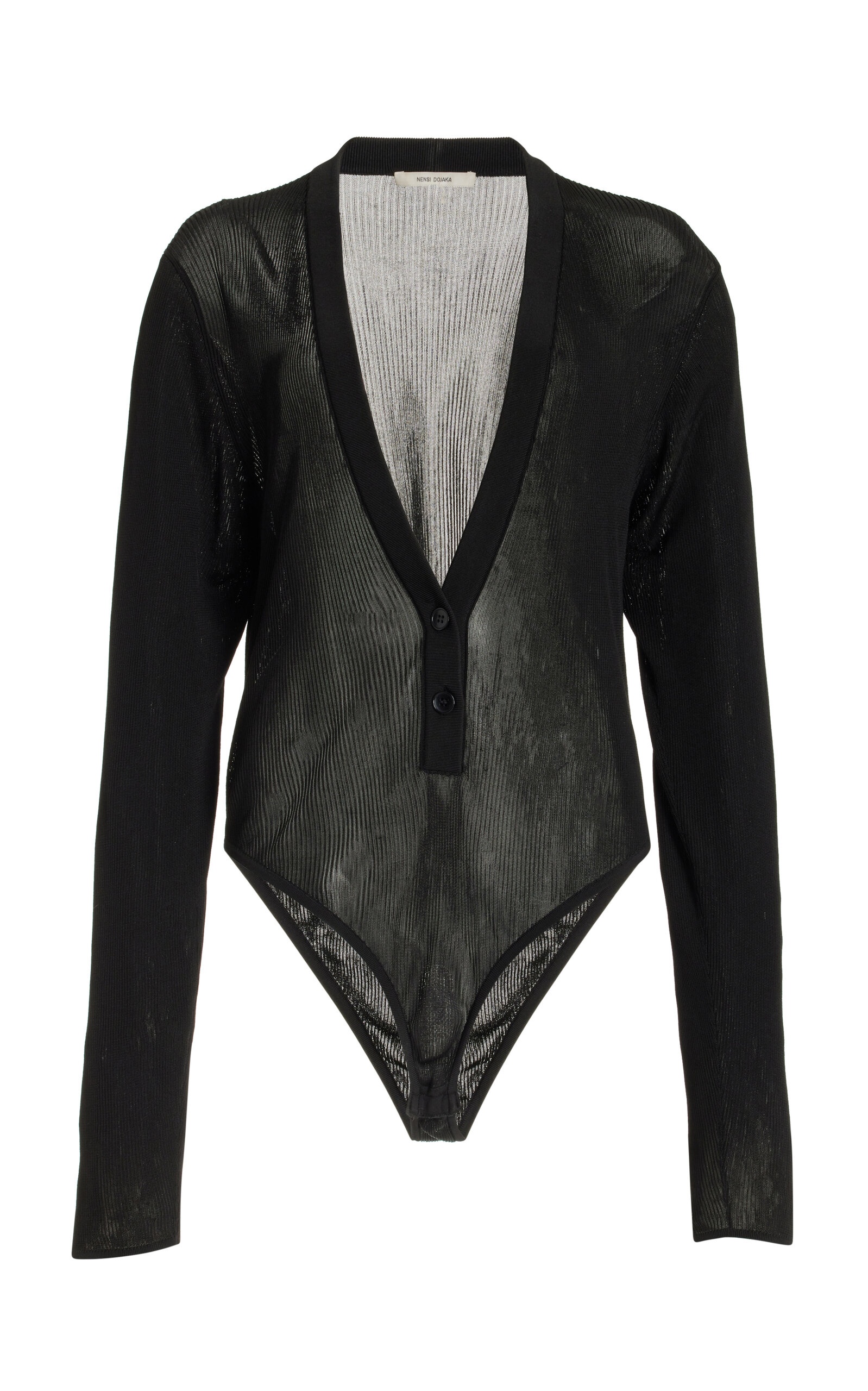 Ribbed Bodysuit Cardigan black - 1