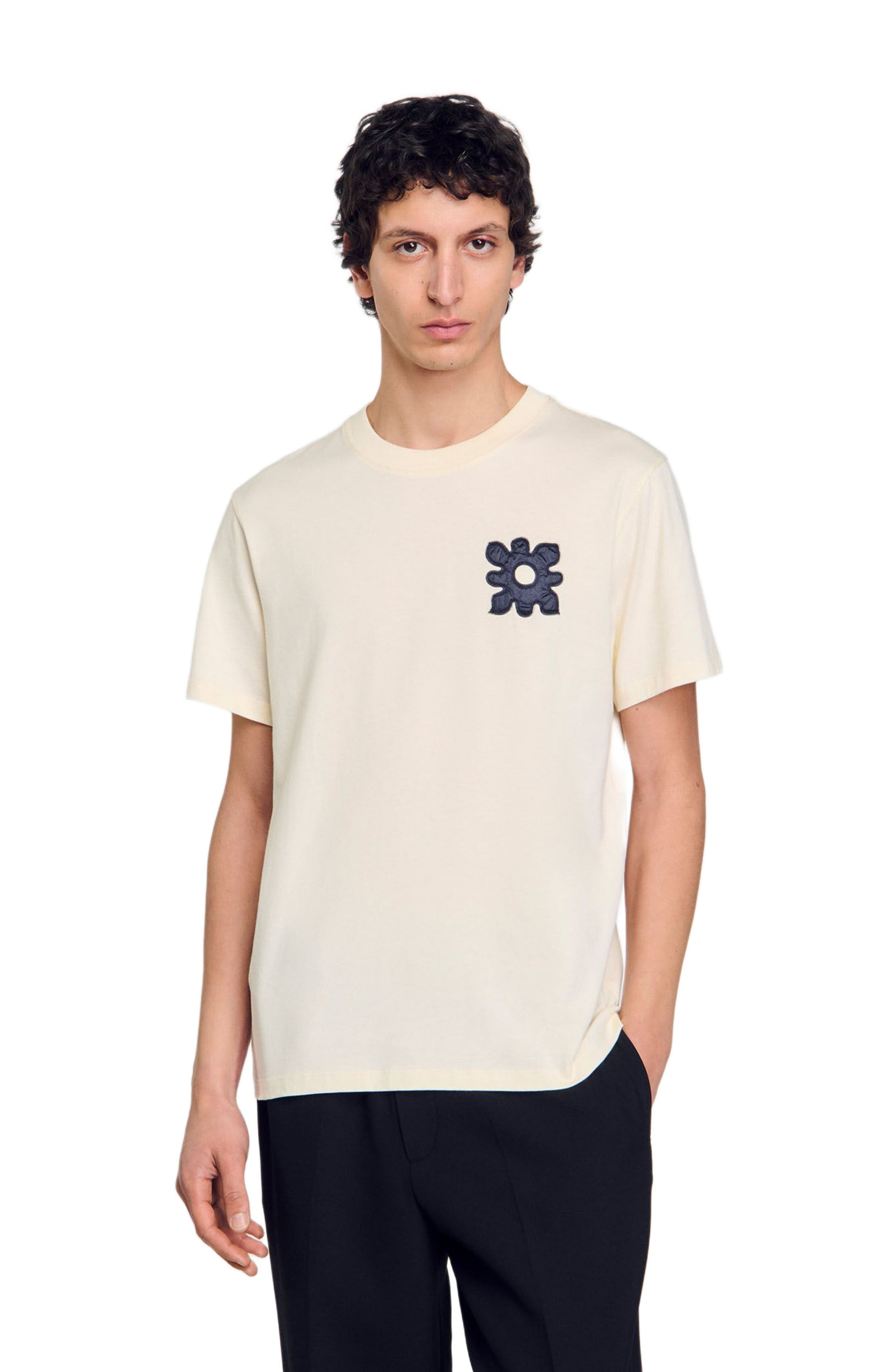 SANDRO T-shirt with flower detail in Ivory. at Nordstrom - 1