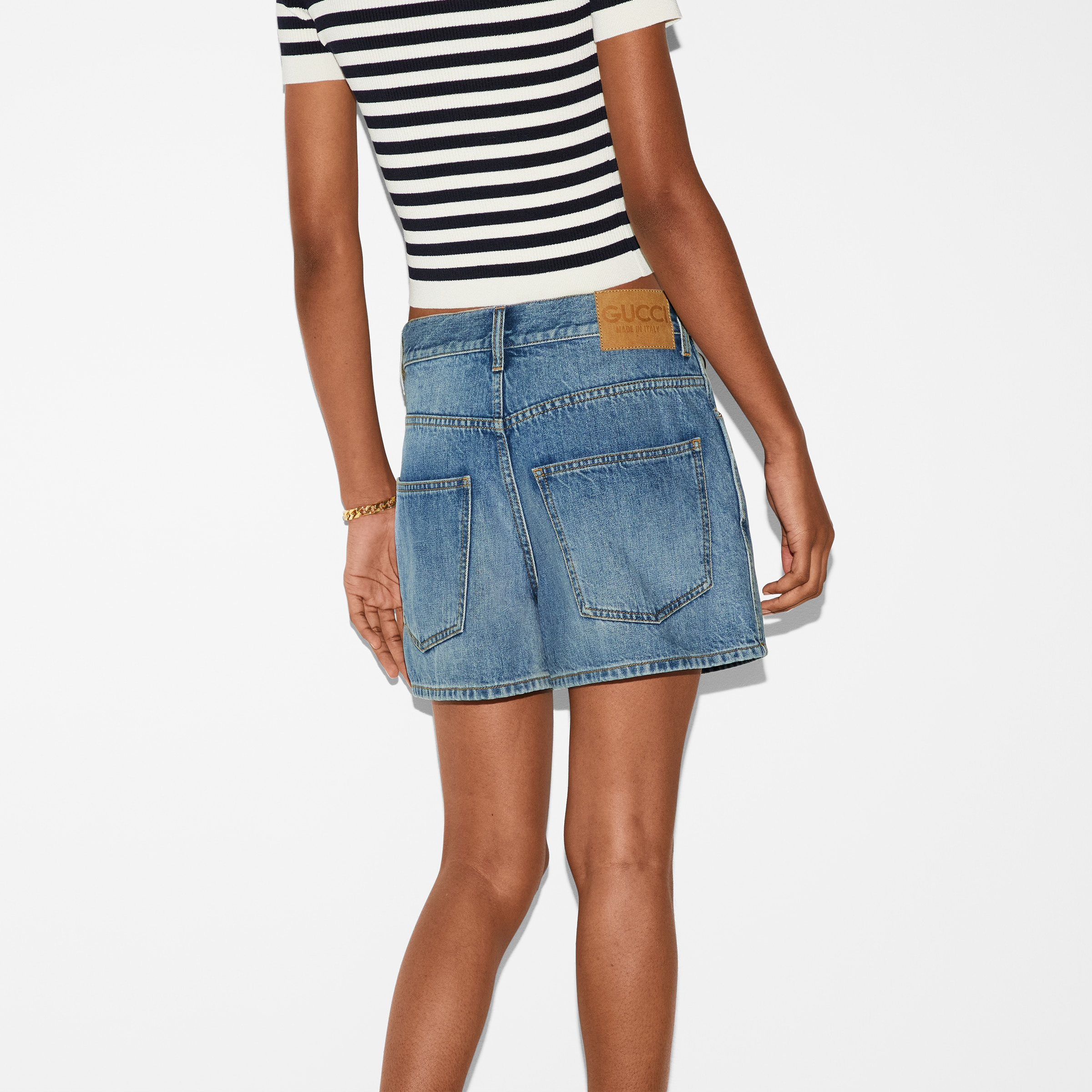 Denim shorts with Horsebit detail - 4