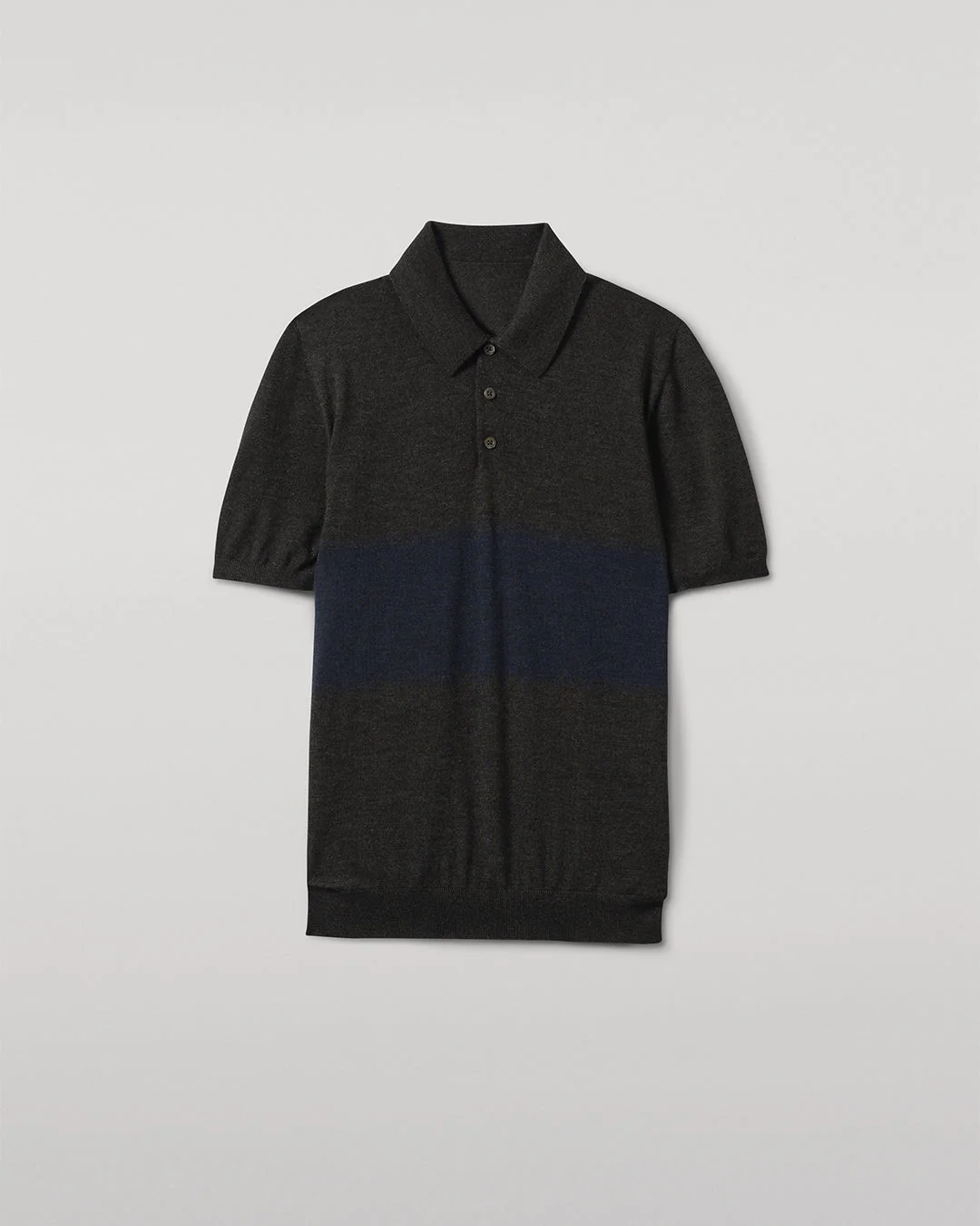 Mack Grey & Navy Superfine Cashmere Polo Shirt - 1