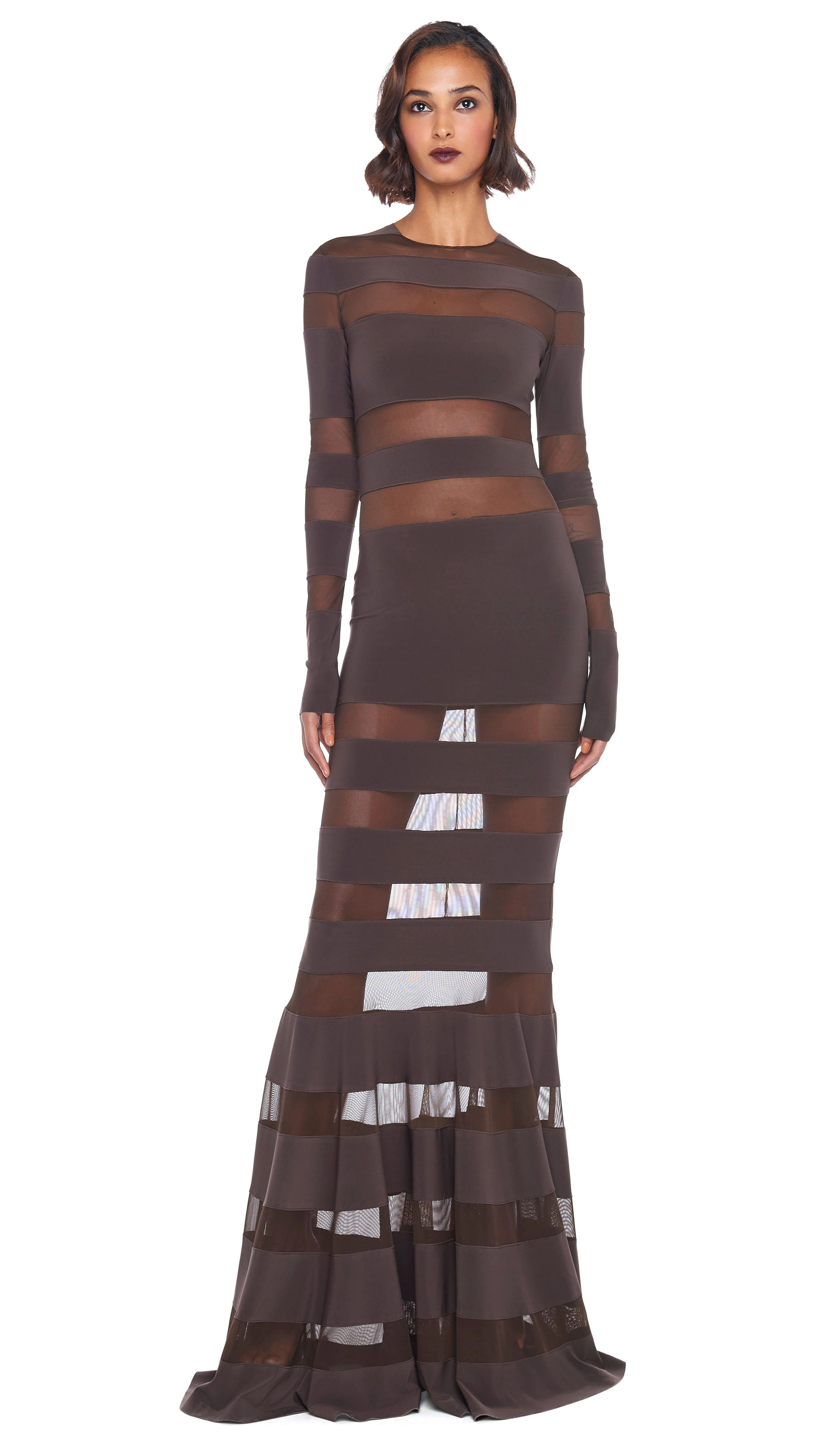SPLICED DRESS FISHTAIL GOWN - 1