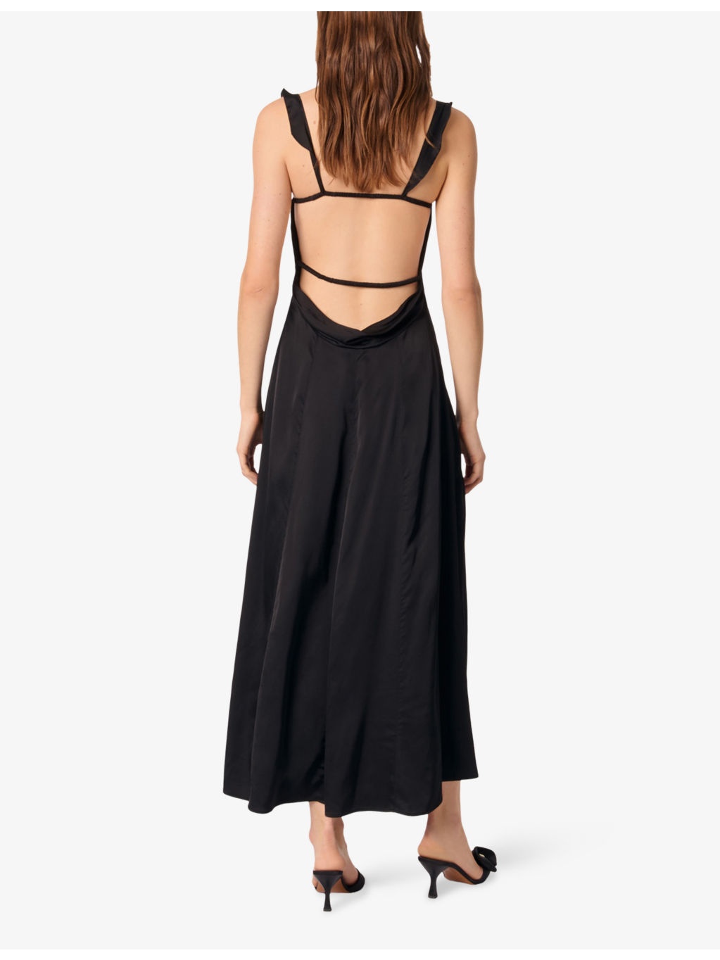 Sweetheart-Neck Frill-Strap Stretch-Satin Maxi Dress - 4