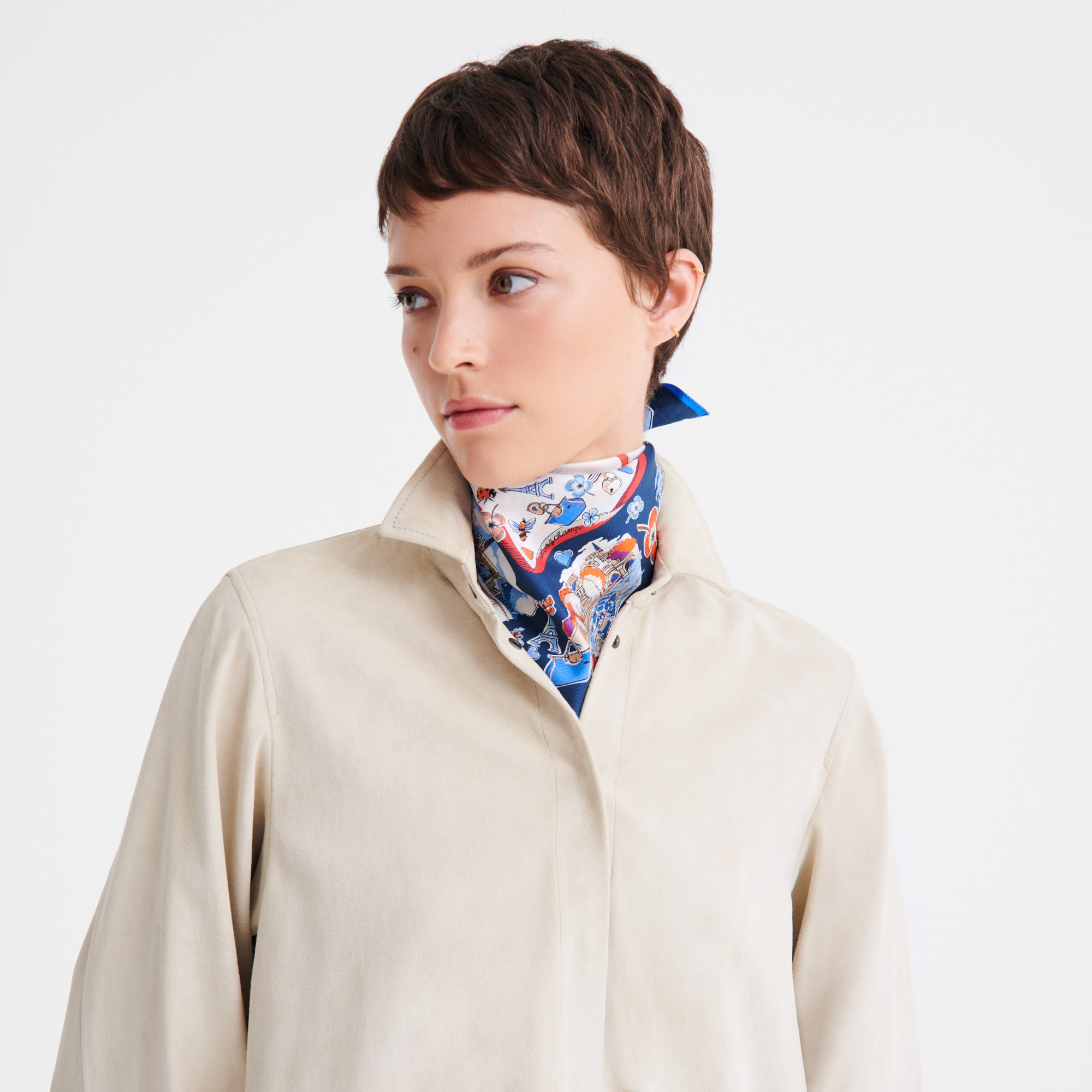Equestrian Tower Silk scarf 50 Ecru - OTHER - 2