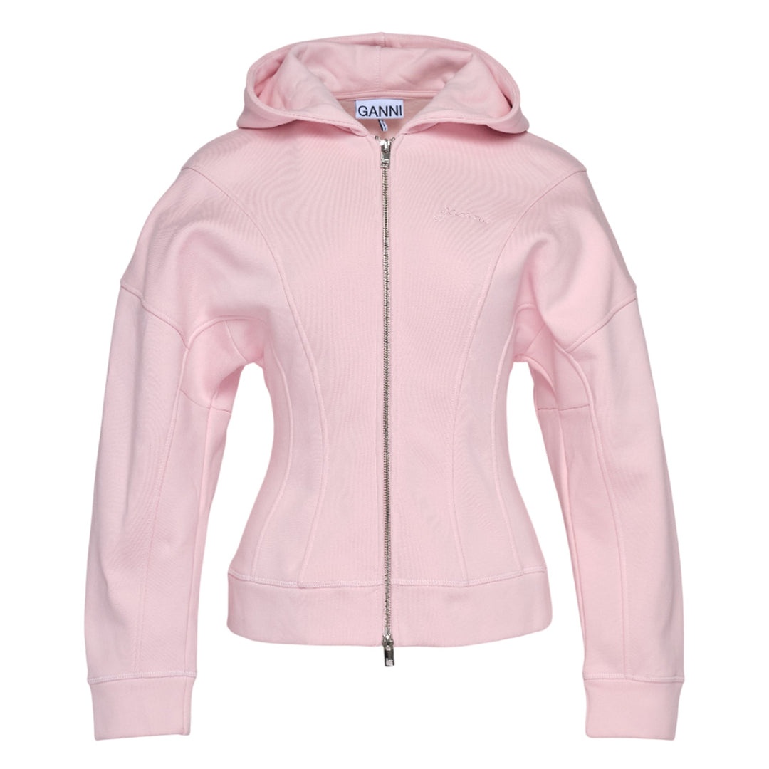 GANNI Women's Heavy Fleece Zip Hoodie in Paloma Melange GANNI
