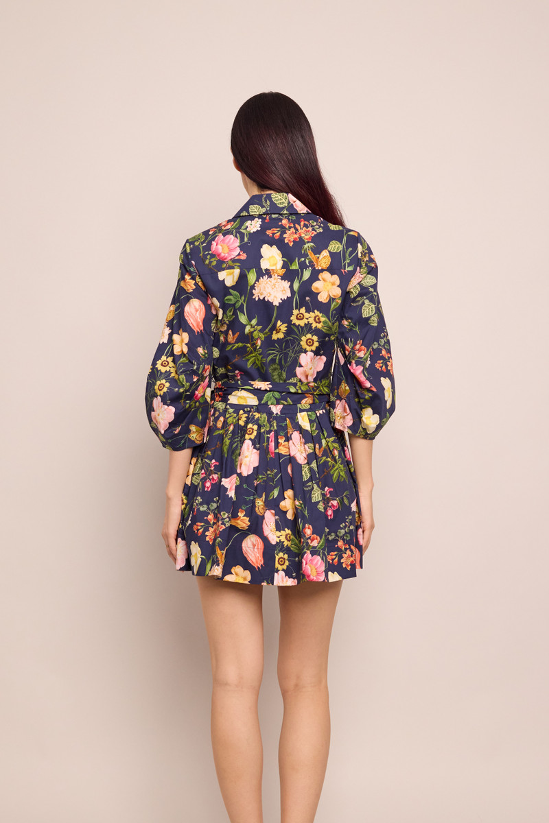 Raya Mini Dress A Button Up Mini Dress Featuring a Blouson Sleeve and Chic Sash 3