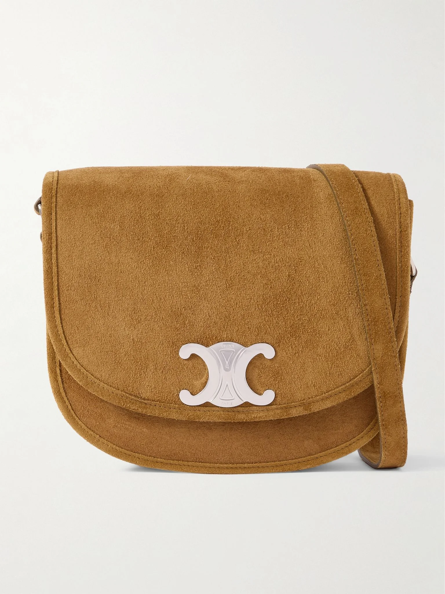 Triomphe Medium Suede Messanger Bag Brown - 1